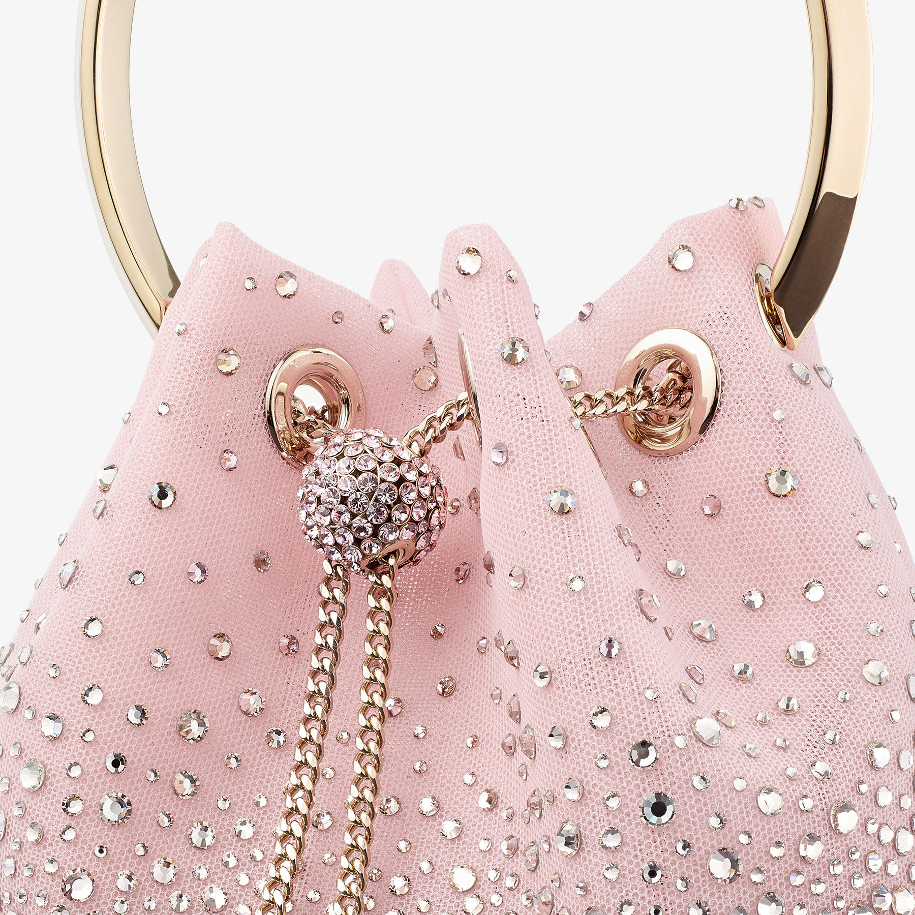 Bon Bon | Rose Merlot Mesh Bucket Bag with Degrade Galaxy Crystal