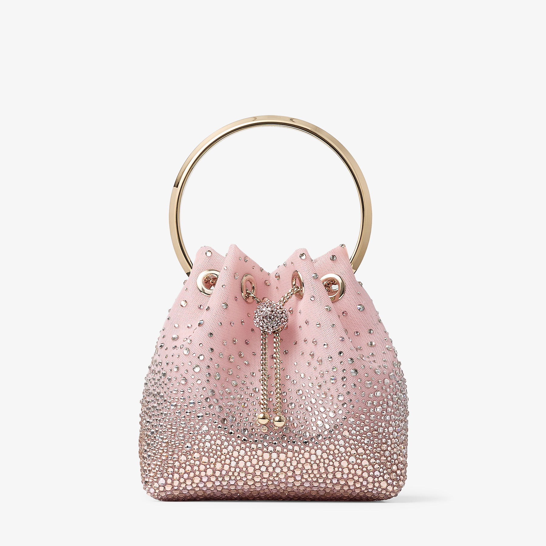 Bon Bon | Rose Merlot Mesh Bucket Bag with Degrade Galaxy Crystal