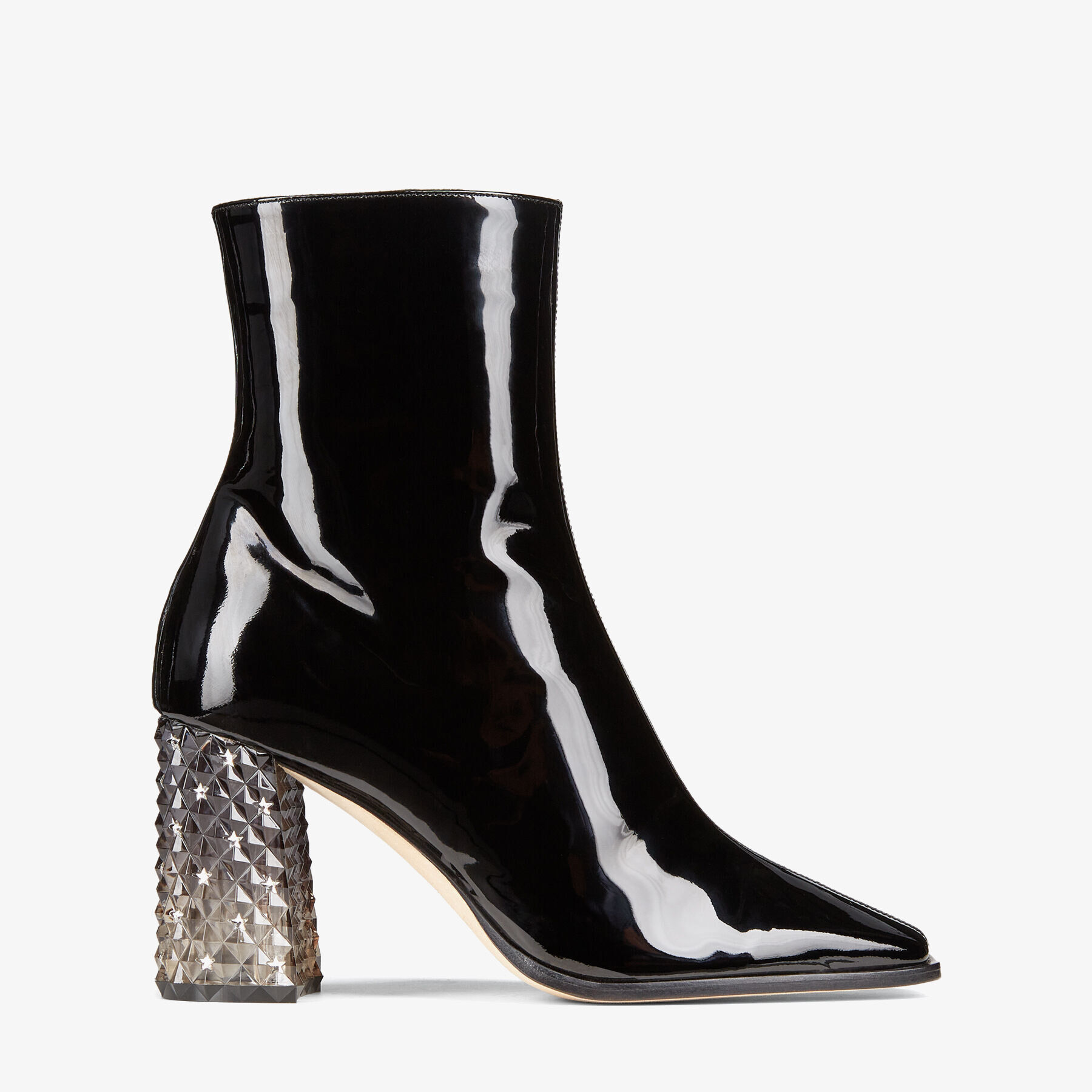 新品本物 Black Heel Plexi with Boots Ankle Heel Block Patent Soft 靴