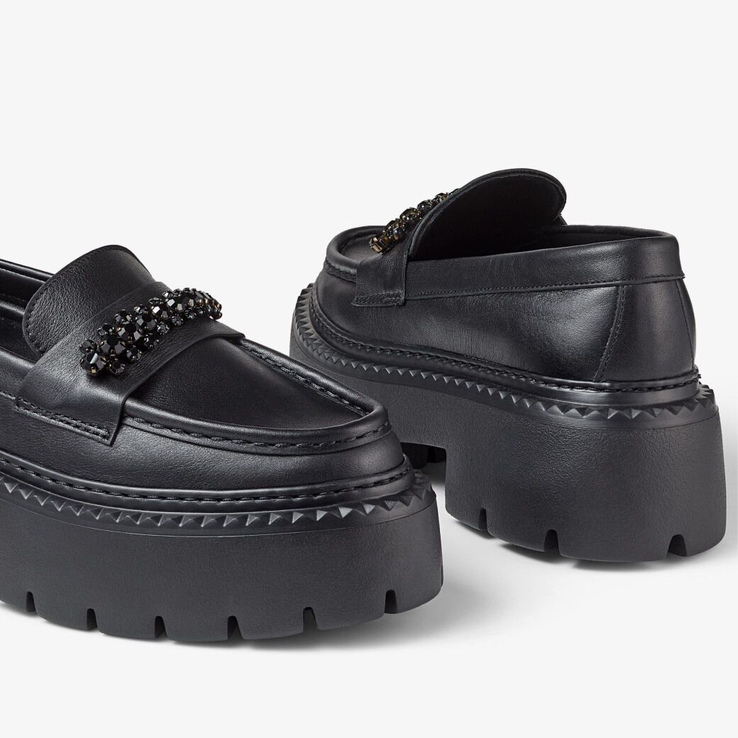 【ポイント10倍】 BRYER LOAFER FLAT | Black Box Calf Leather Loafers with 靴