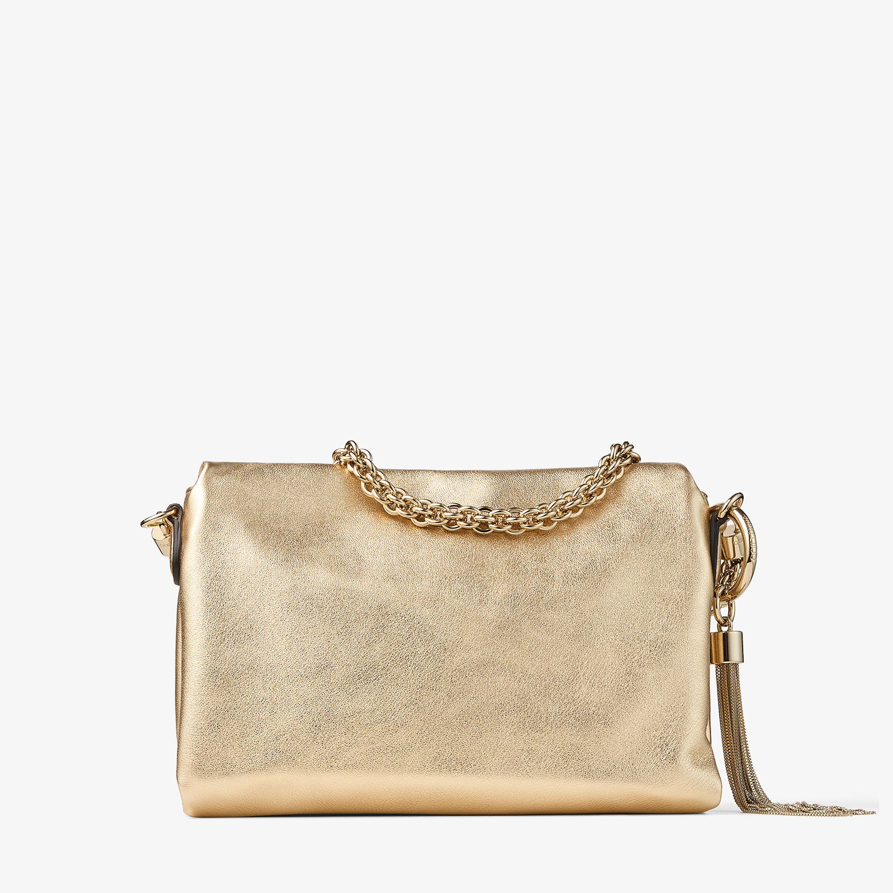 Callie Flap | Gold Metallic Leather Shoulder Bag | JIMMY CHOO