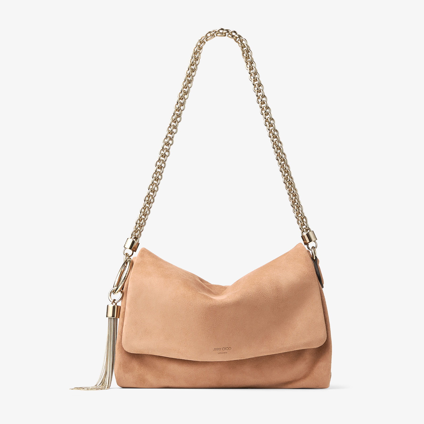 Callie Flap | Toffee Suede Shoulder Bag | JIMMY CHOO