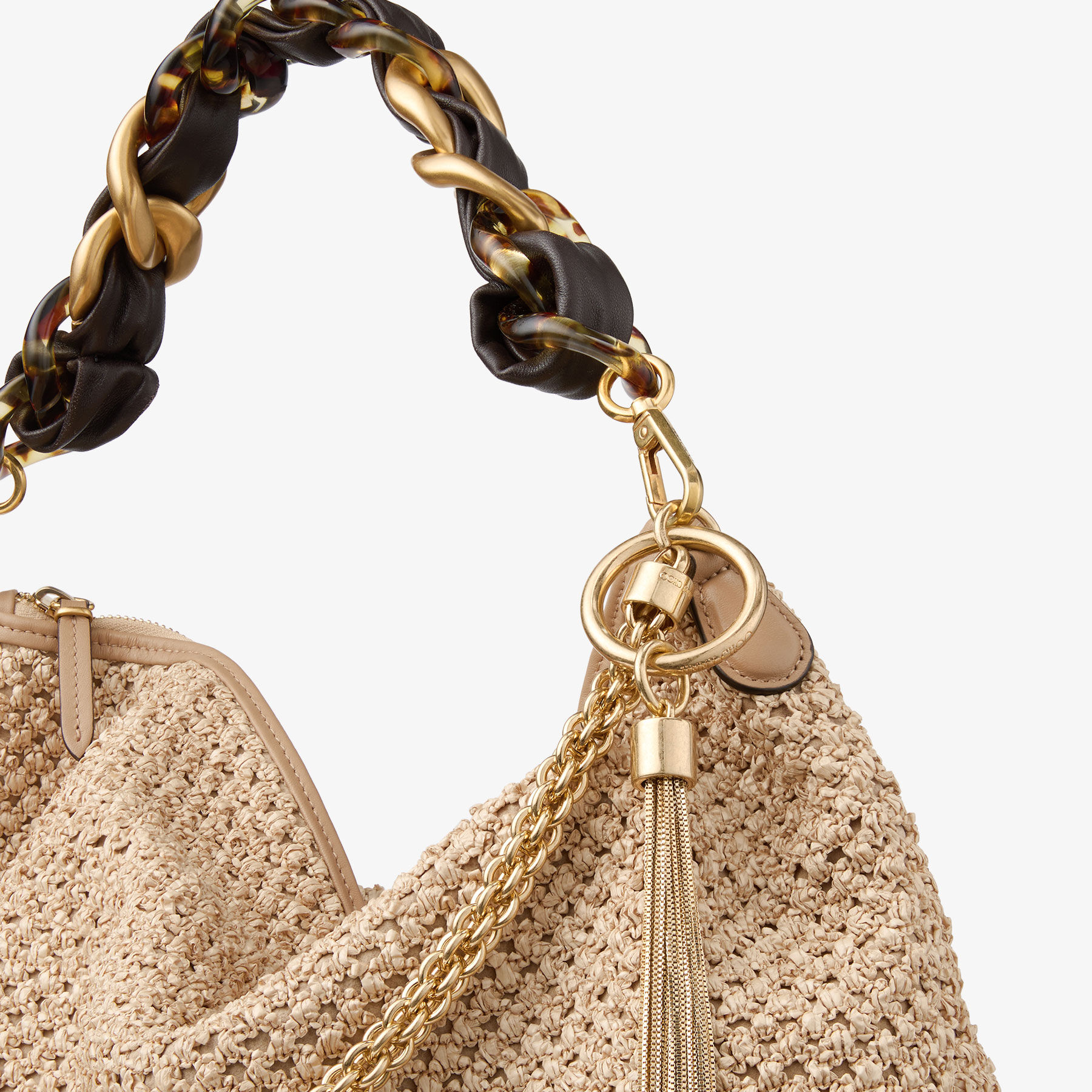 Callie Maxi | Natural and Coffee Raffia Shoulder Bag with