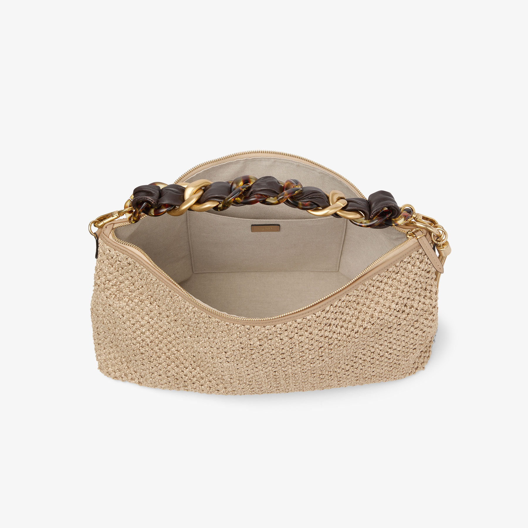 Callie Maxi | Natural and Coffee Raffia Shoulder Bag with