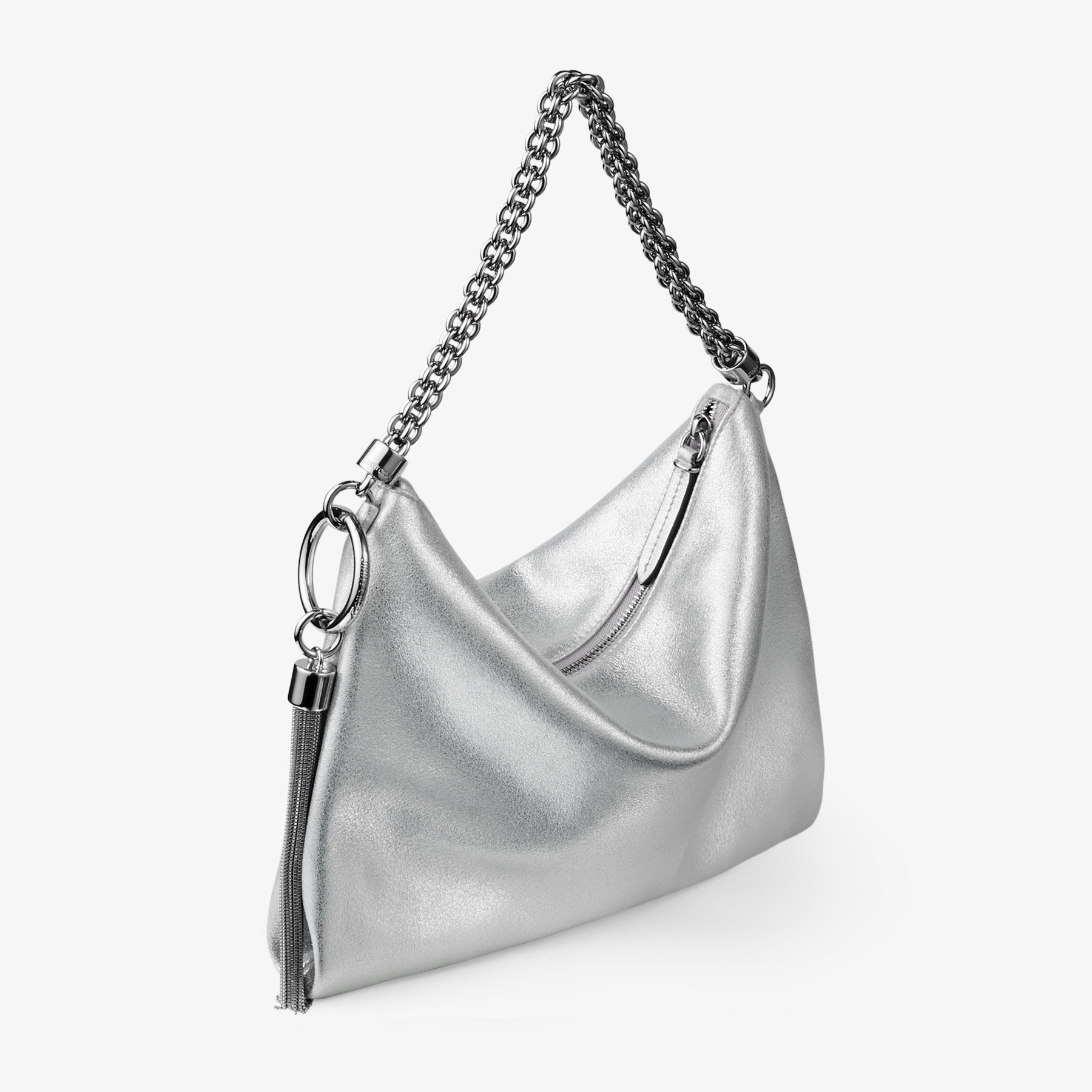 Silver Metallic Leather Clutch Bag | Callie | Pre Fall 18 | JIMMY CHOO