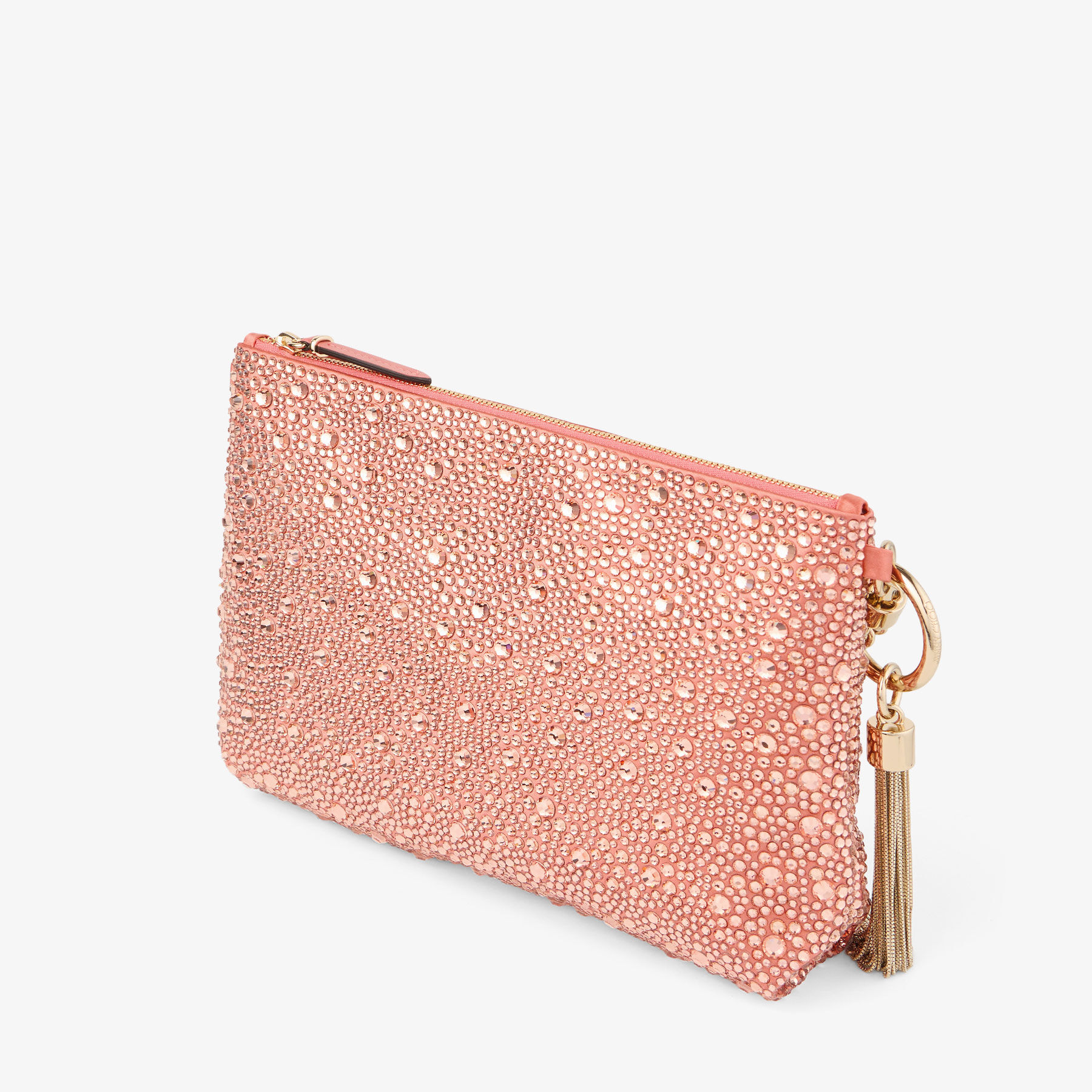 Callie | Grapefruit Satin Clutch Bag with Degradé Crystals | JIMMY