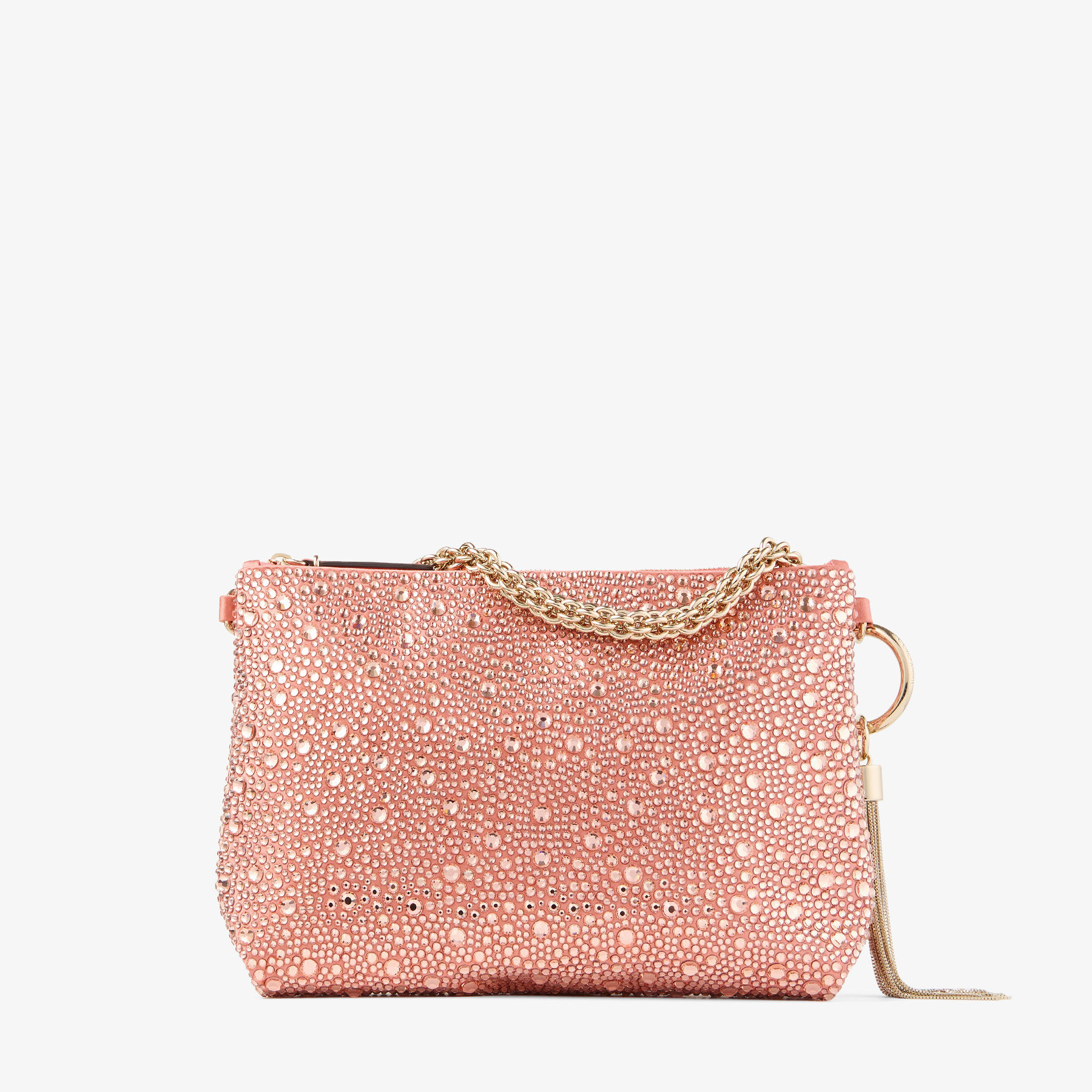 Callie | Grapefruit Satin Clutch Bag with Degradé Crystals | JIMMY