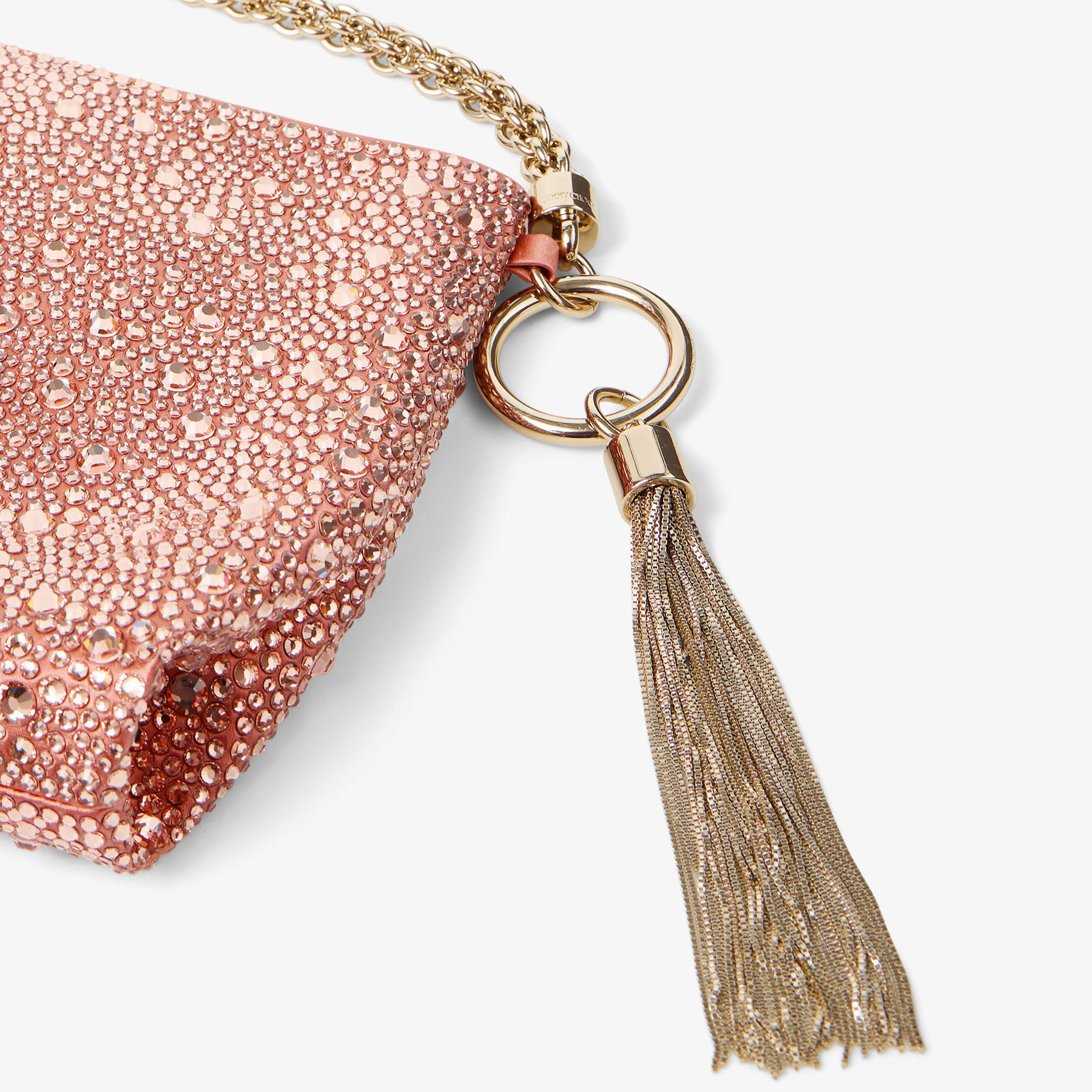 Callie | Grapefruit Satin Clutch Bag with Degradé Crystals | JIMMY