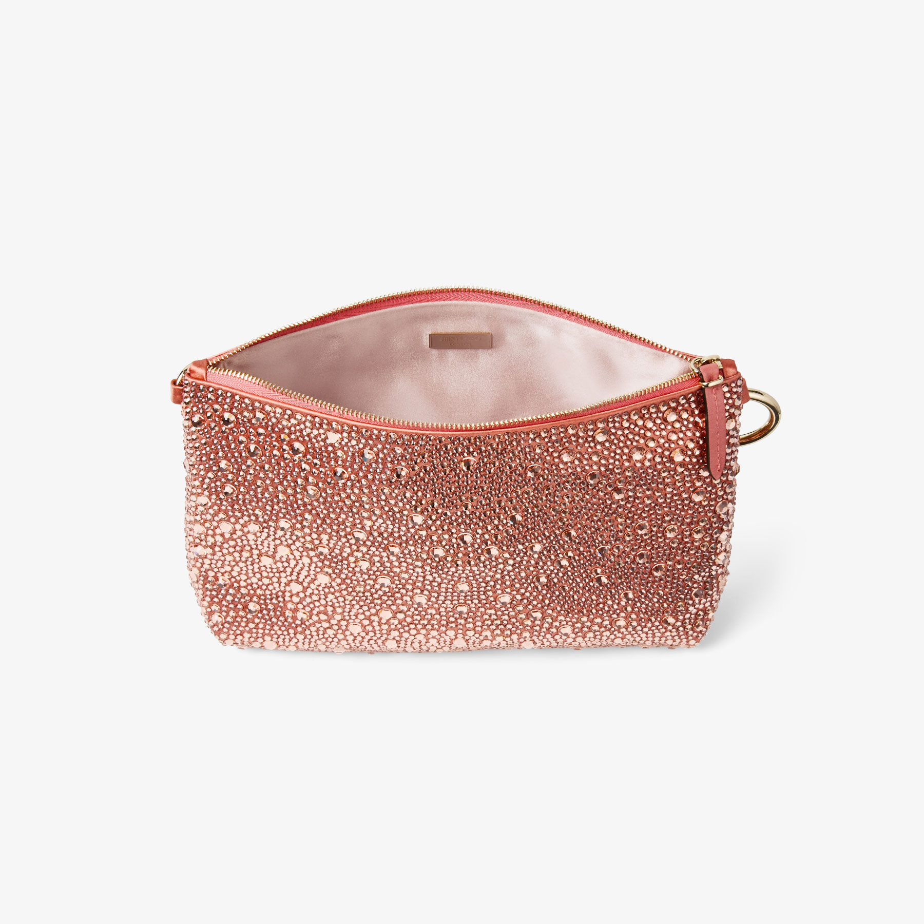 Callie | Grapefruit Satin Clutch Bag with Degradé Crystals | JIMMY