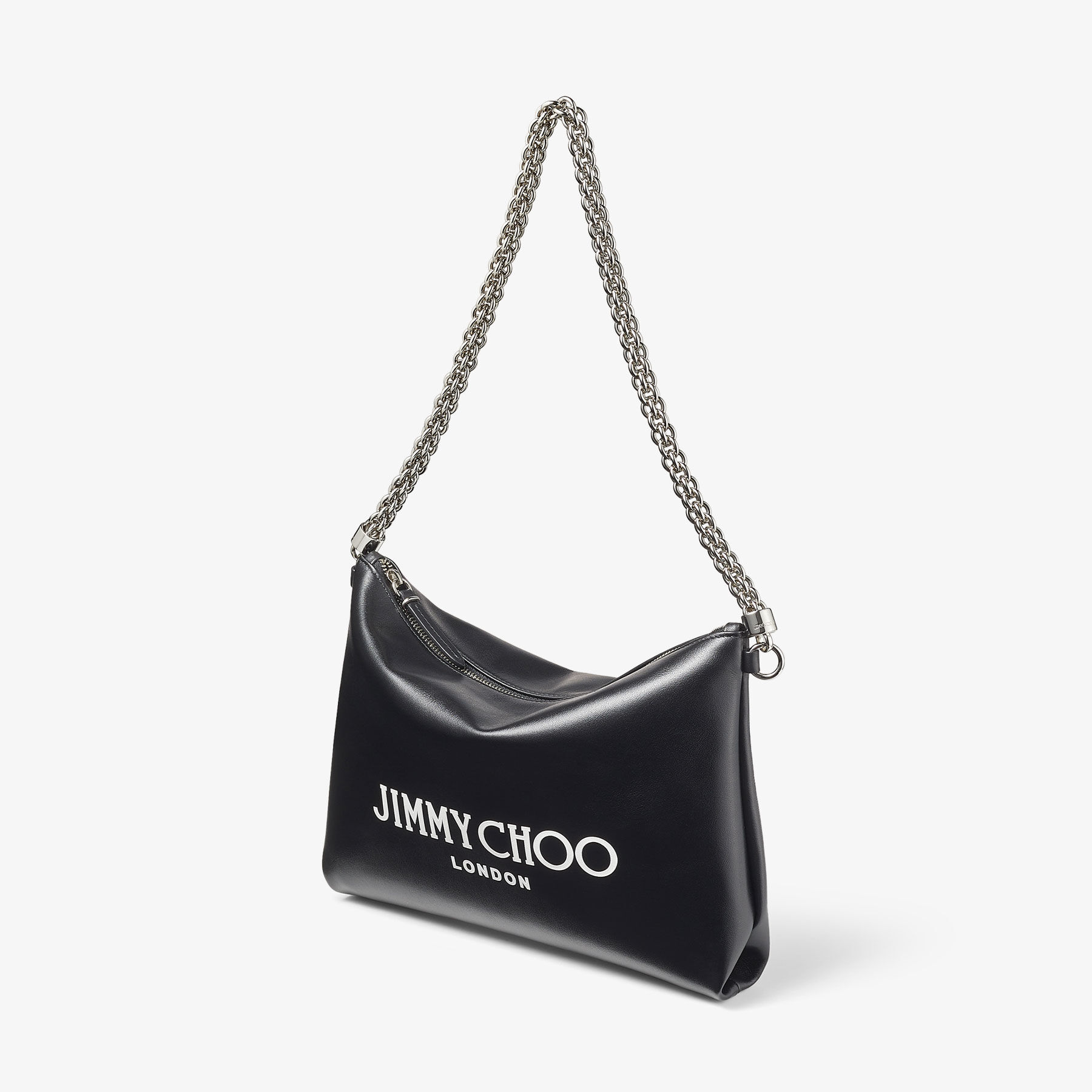 CALLIE SHOULDER | Black Leather Shoulder Bag with Jimmy Choo