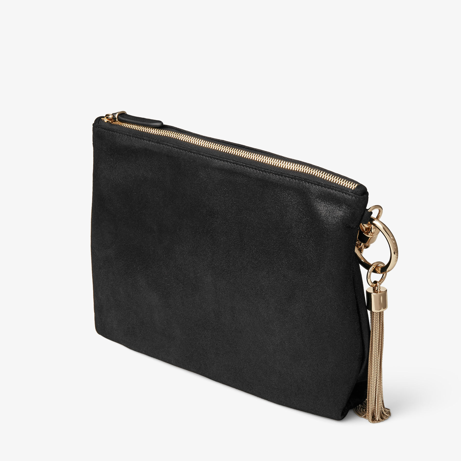 Black Shimmer Suede Clutch Bag | Callie | Pre Fall 18 | JIMMY CHOO
