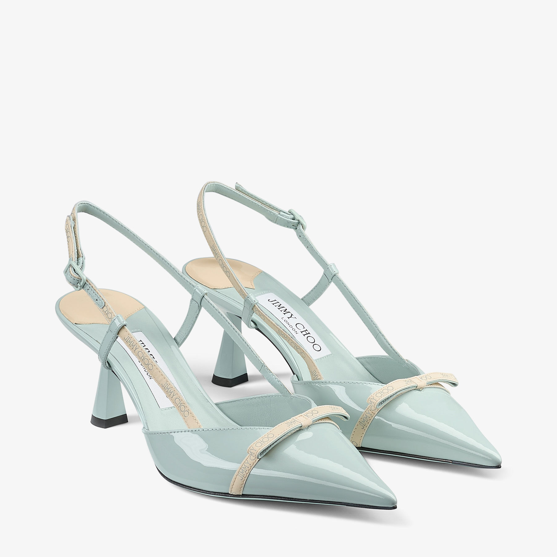 サンダル・ミュール Jimmy Choo CAMILA 65 (CAMILA65JGW BLACKBUTTERMILKBLACK) カミラ 65 |ブラック パテント スリングバック パンプス