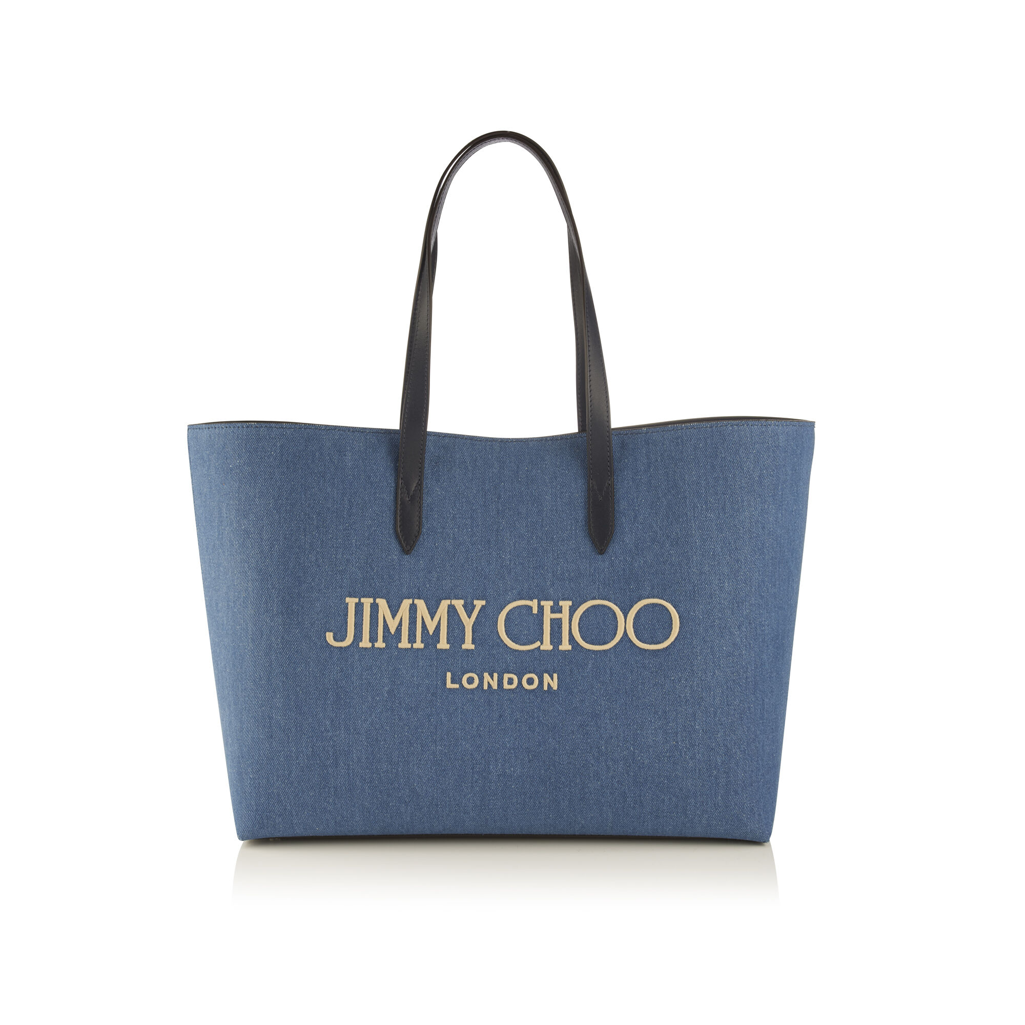 ★JIMMY CHOO★ Canvas Logo Tote【完売前に!】 JIMMY CHOO Canvas Logo Tote Natural Black 1080891 | FASHIONPHILE