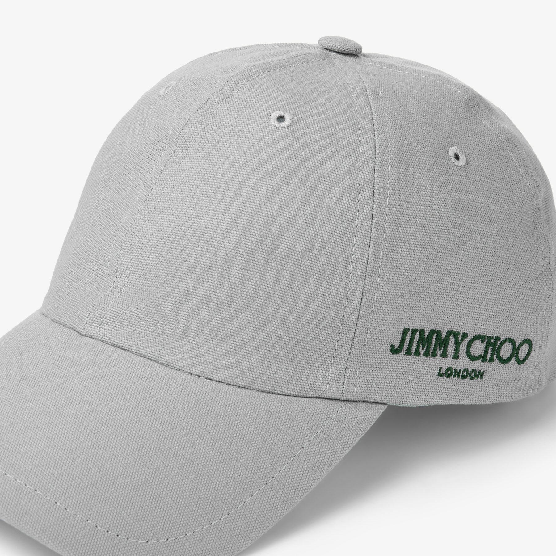 JIMMY CHOO ロゴ入り　キャップ Cap 85 | Grey and British Green Cotton Baseball Cap with Jimmy