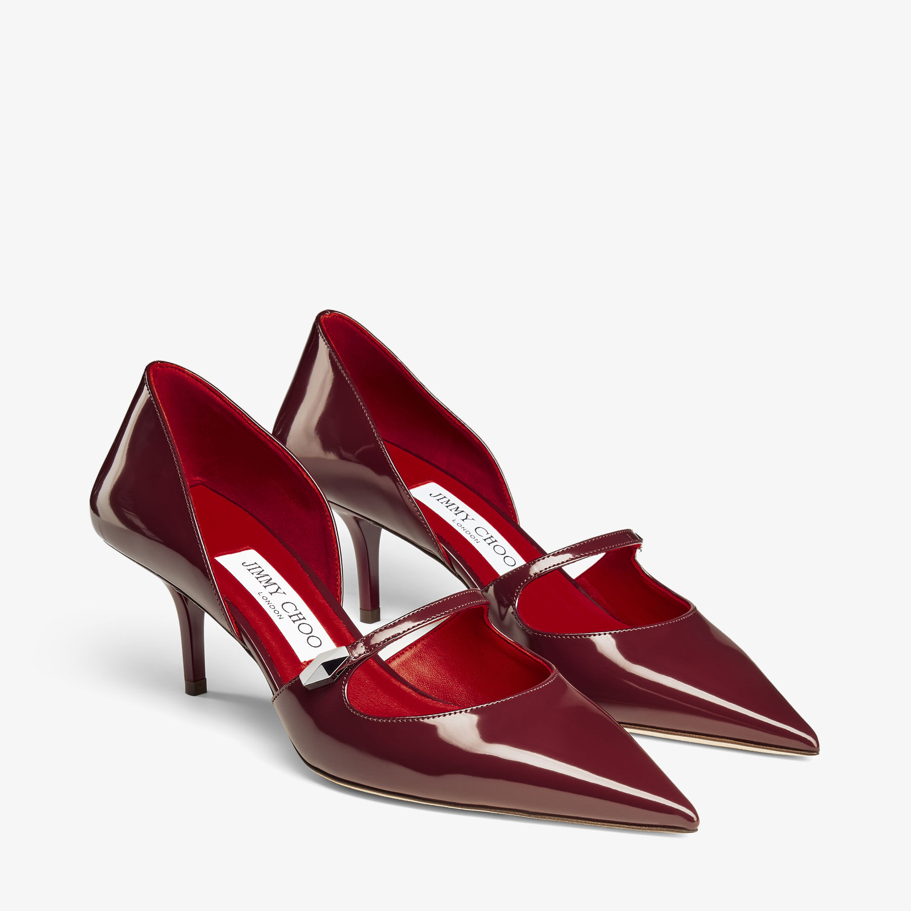 JIMMY CHOO Carolyn 60 フランネル パテントレザー パンプス Carolyn 60 | Garnet & Red Brushed Leather Pumps | JIMMY CHOO NZ