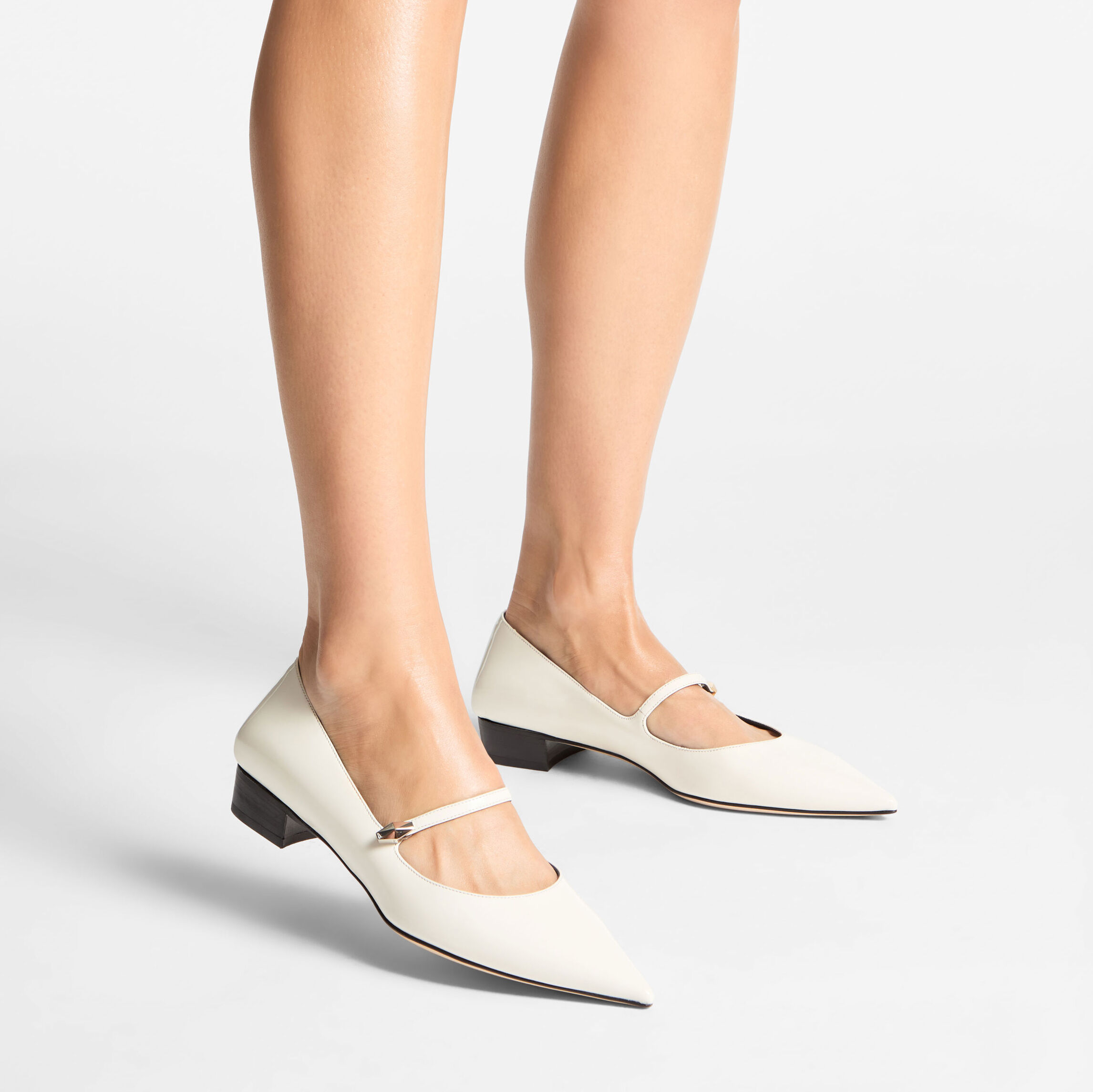 Carolyn | Latte & Navy Brushed Leather Flats | JIMMY CHOO