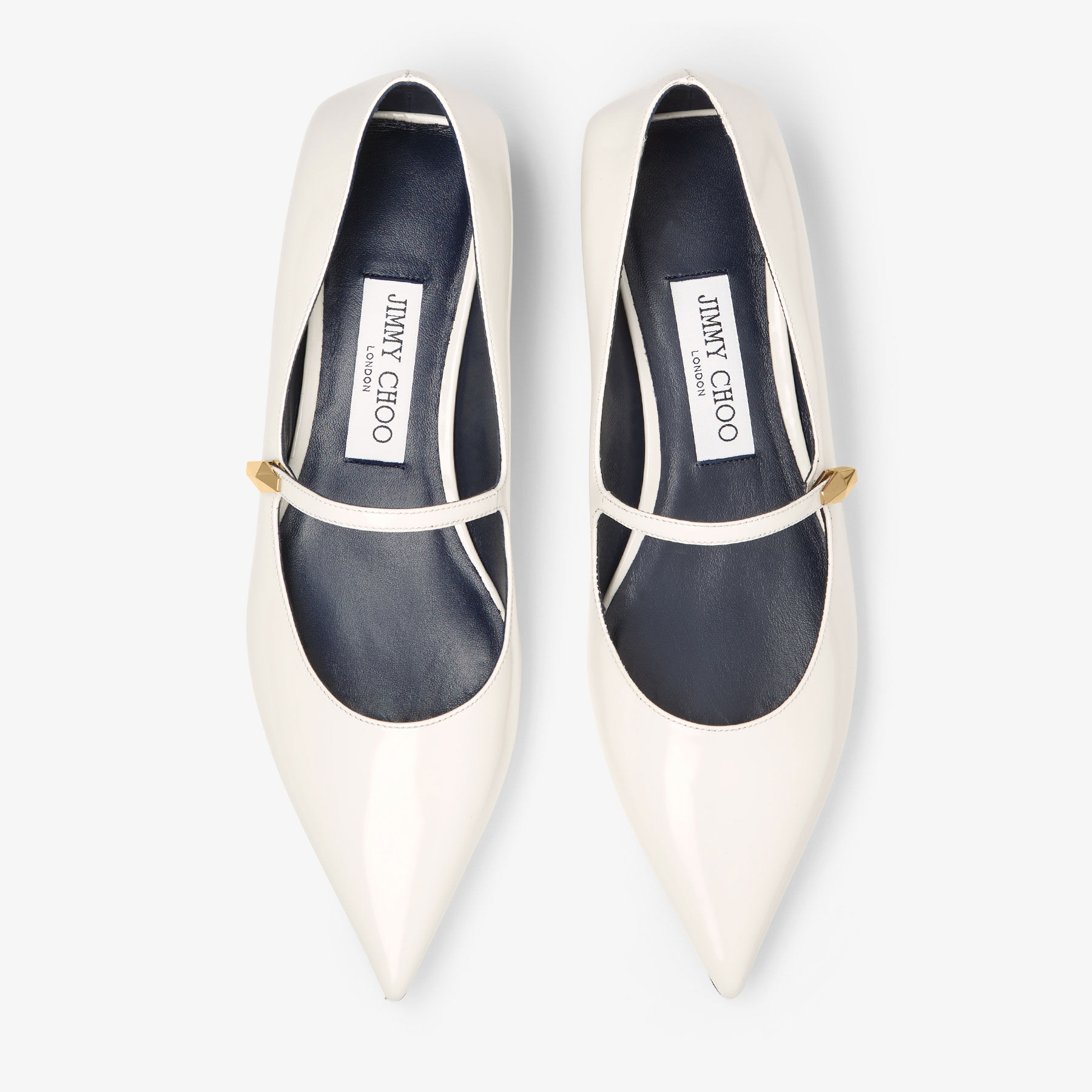 Carolyn | Latte & Navy Brushed Leather Flats | JIMMY CHOO