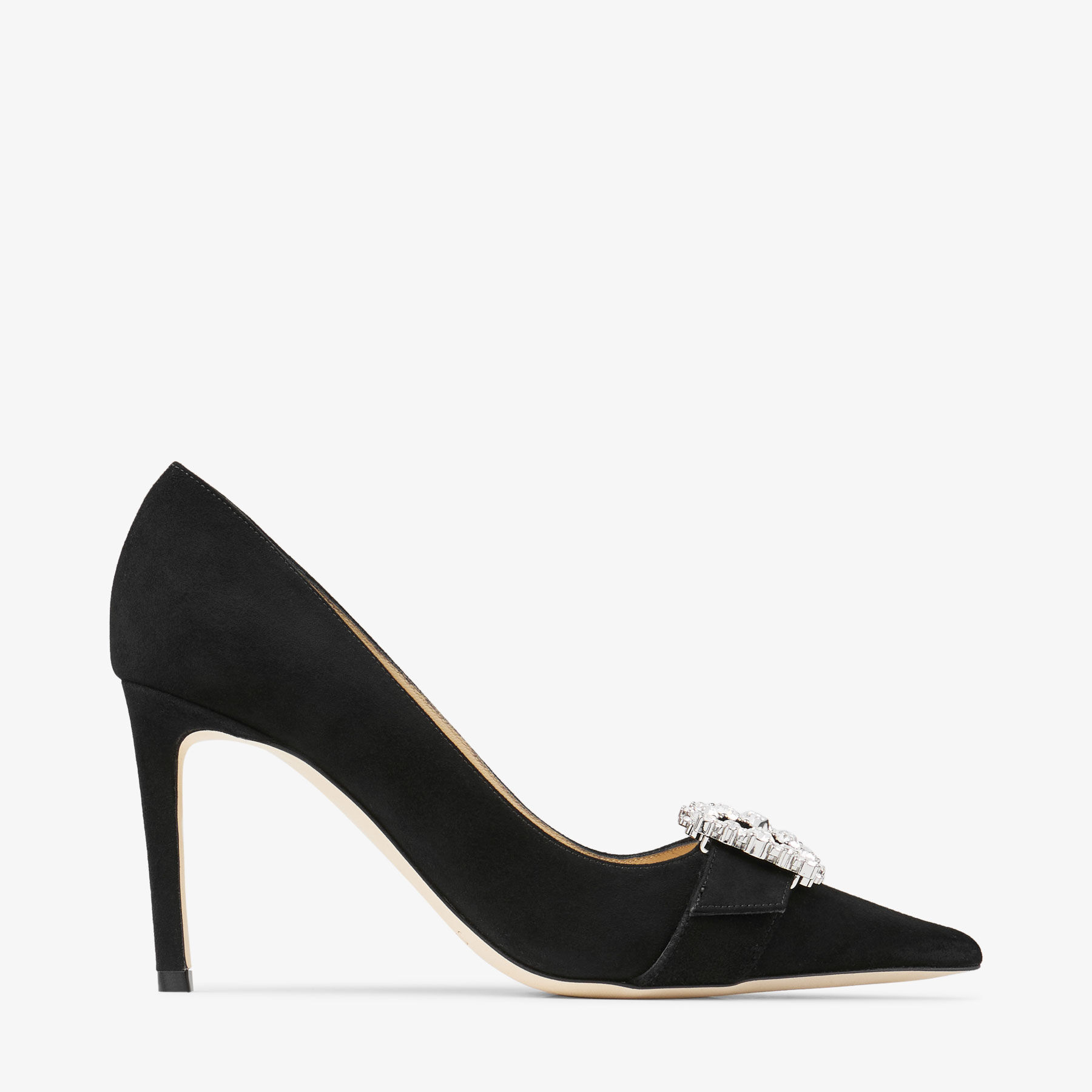 SALE!!Jimmy Choo★CHERI85 CHERI 85 | Black Suede Pumps with Crystal Embellishment