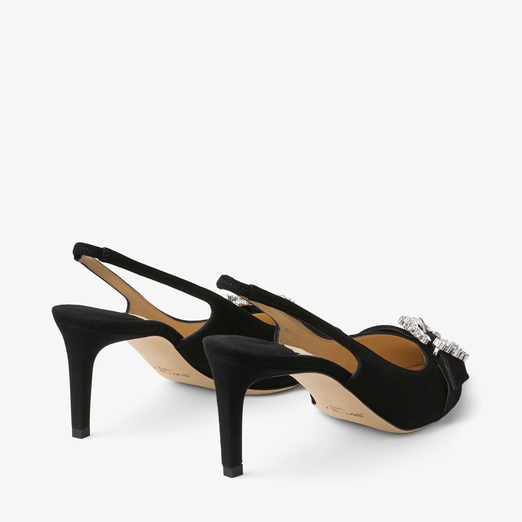 SALE!!Jimmy Choo★CHERI Cheri Sling Back 65 |Black Suede Slingback with Crystal