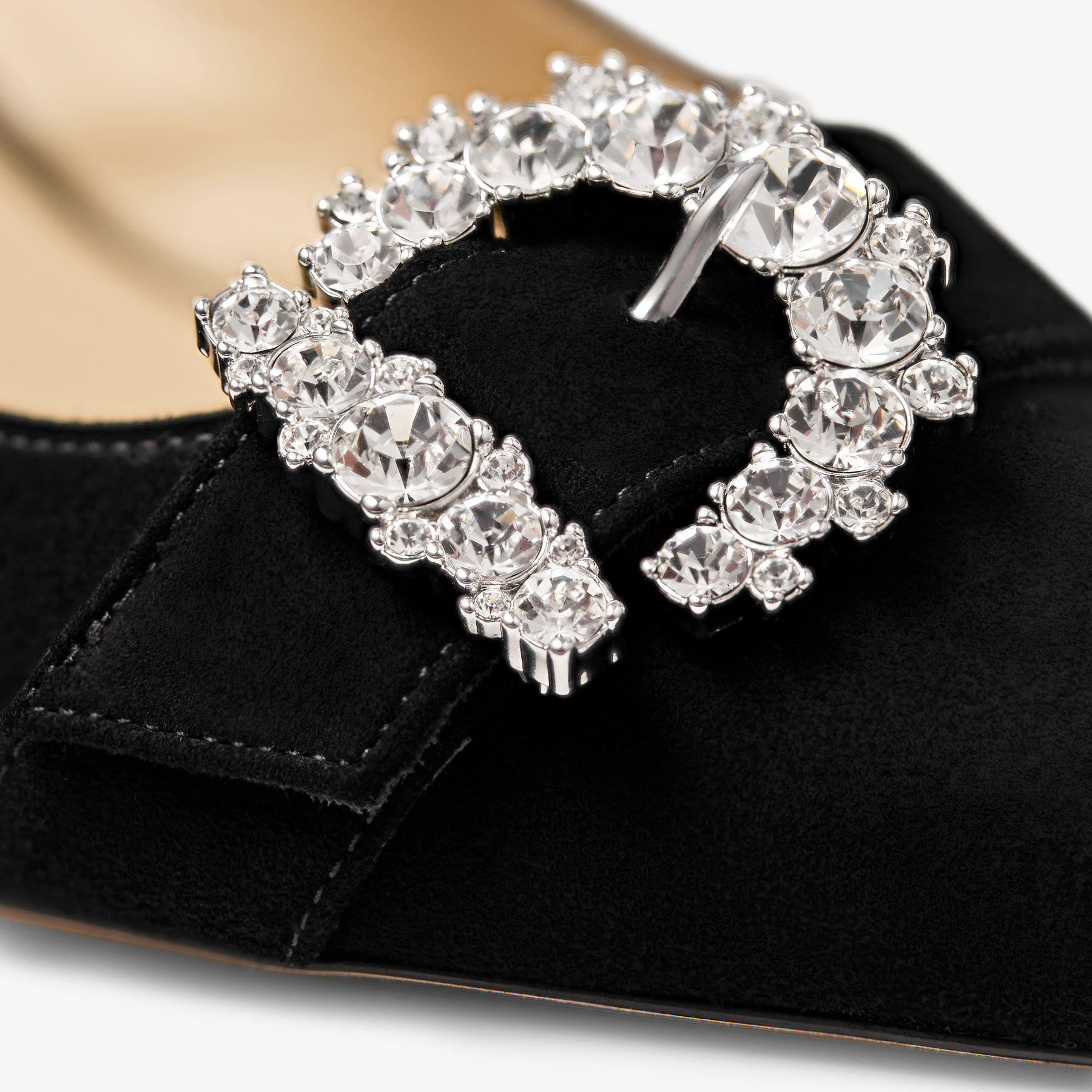 SALE!!Jimmy Choo★CHERI SB Cheri Sling Back 65 |Black Suede Slingback with Crystal