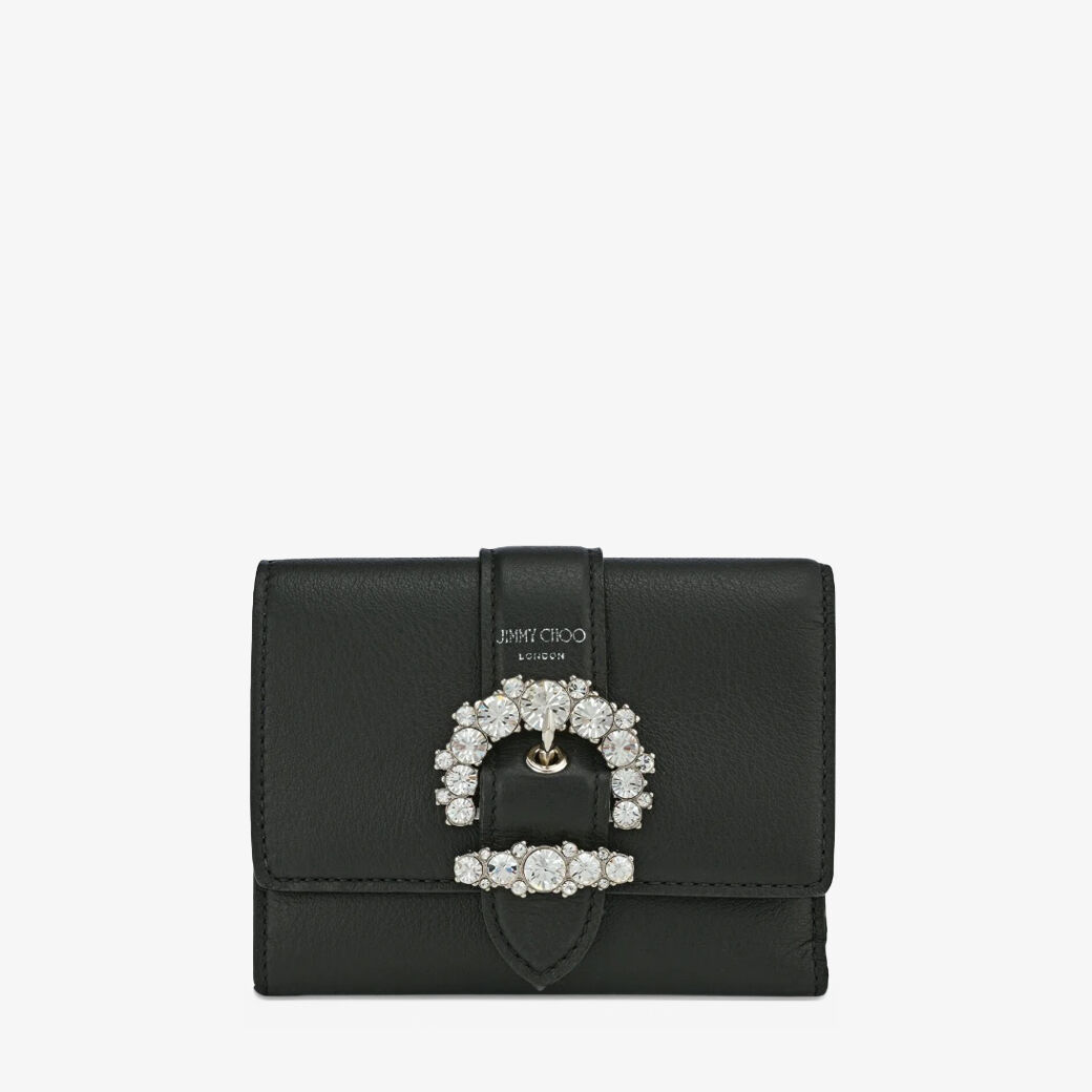 全国送料無料 with Wallet Leather Smooth Black Crystal CHERI | Buckle 小物