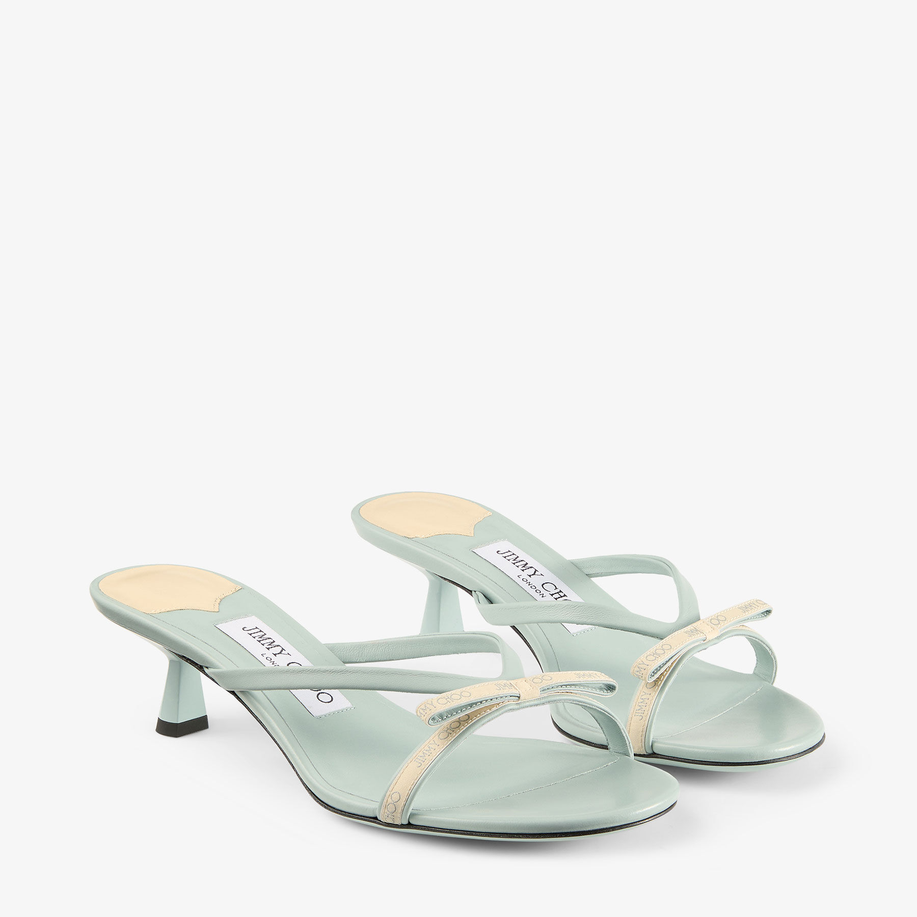 Ciela Mule 45 |Light Verde Leather Ribbon Mule Sandal | JIMMY CHOO