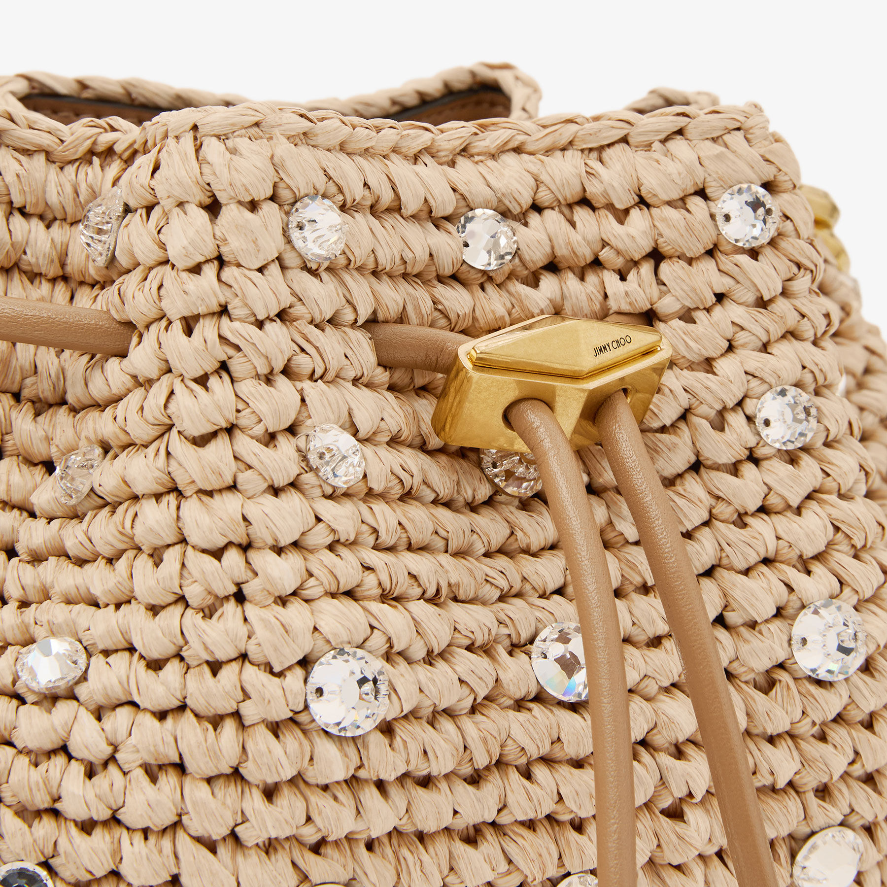 Cinch S | Natural Woven Raffia Shoulder Bag | JIMMY CHOO