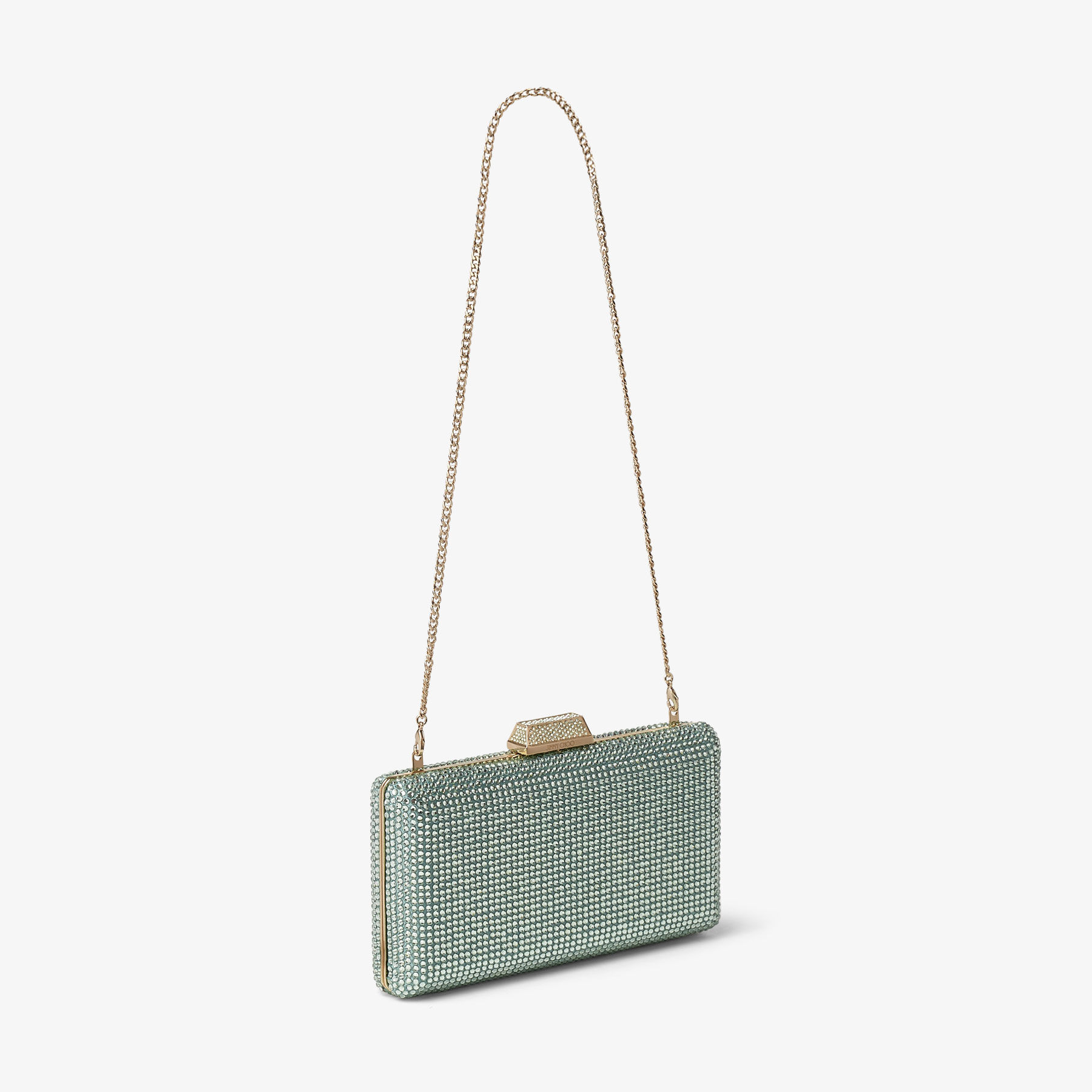パーティーバッグ JIMMY CHOO CLEMMIE CRYSTAL CLUTCH BAG WITH CHAIN Clemmie | Iridescent Crystal Clutch Bag | New Collection