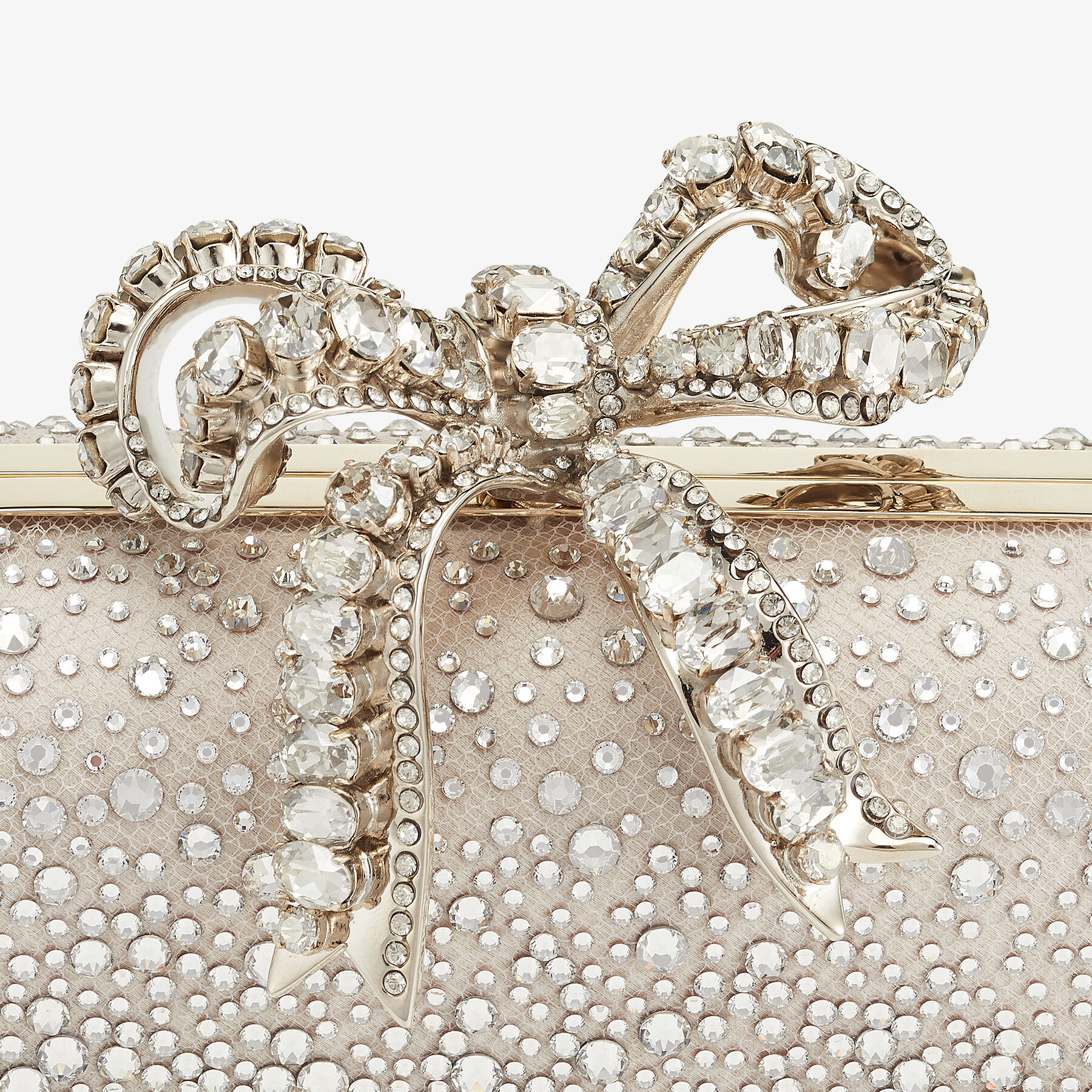 Ballet Pink Sprinkled Crystals on Mesh Clutch Bag with