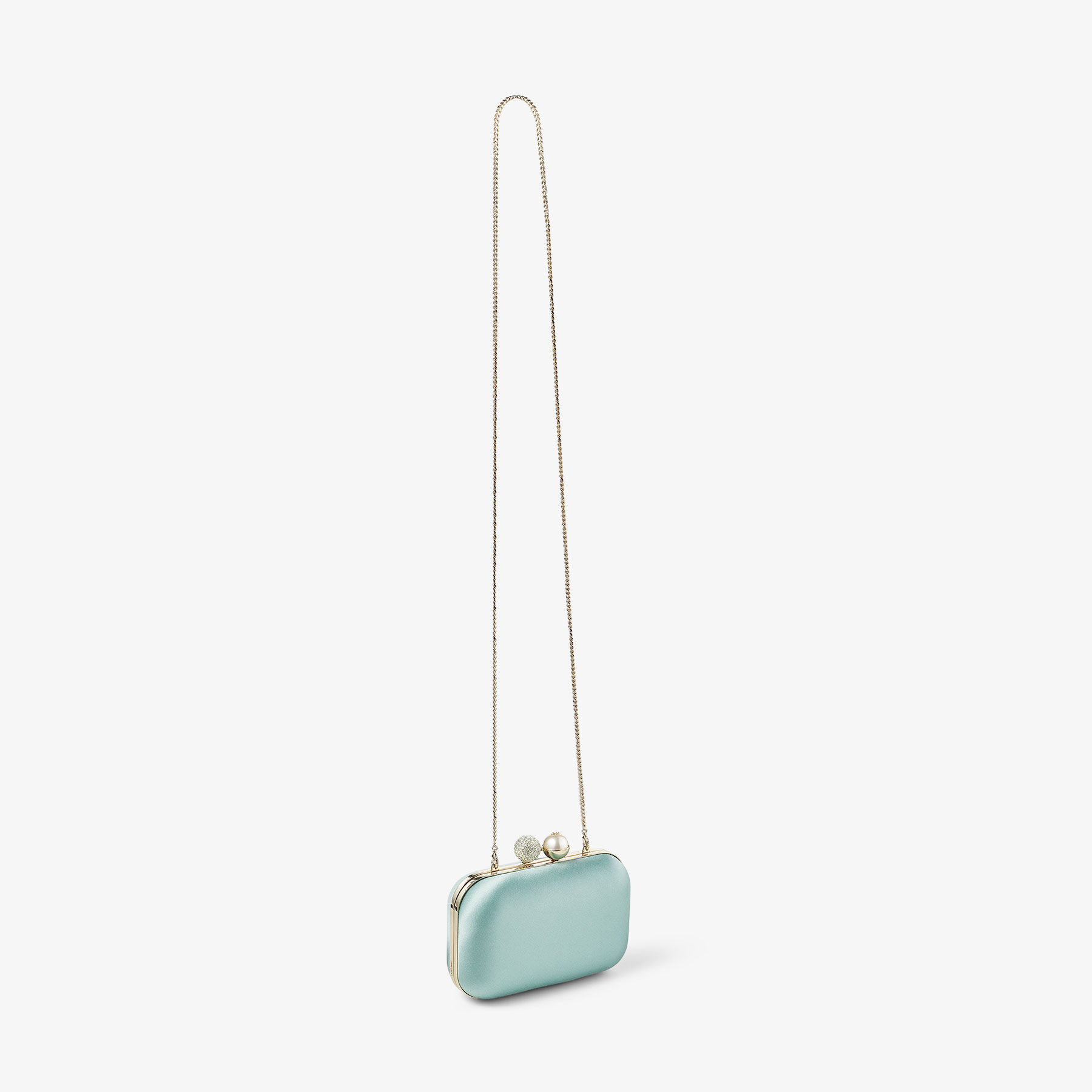 JIMMYCHOO Cloudパールクリスタルクラスプ サテンクラッチバッグ JIMMYCHOO Cloudパールクリスタルクラスプ サテンクラッチバッグ
