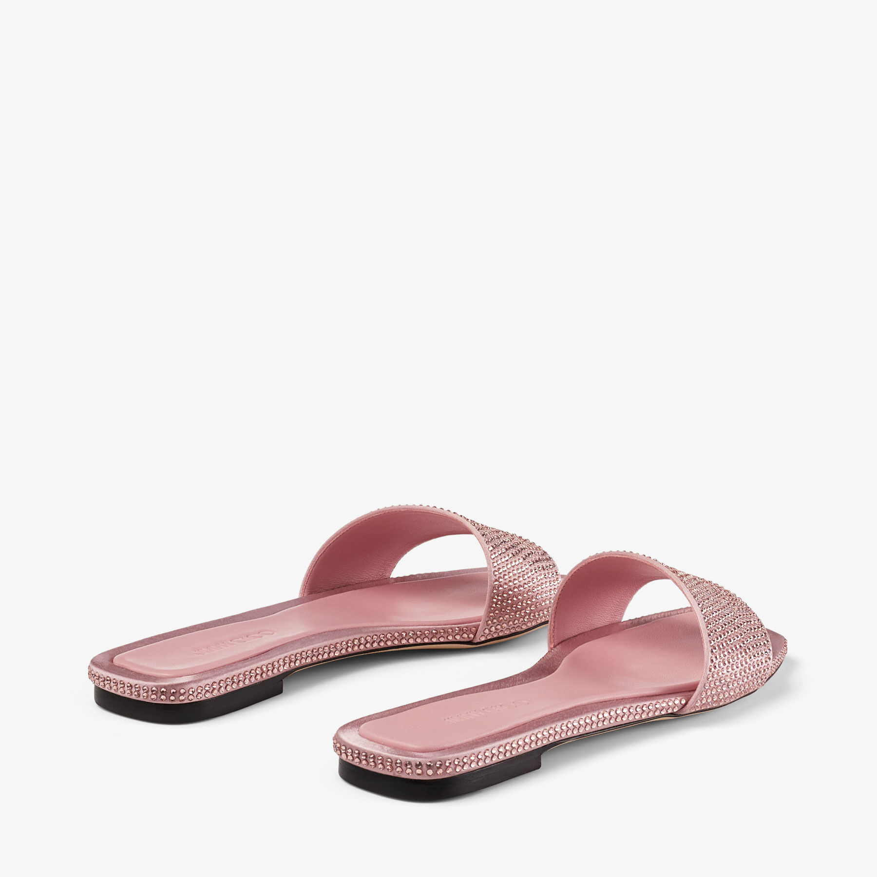 JIMMY CHOO Clovis Flat シマースエード フラット Clovis Flat|Rose Satin Crystal Flats| JIMMY CHOO