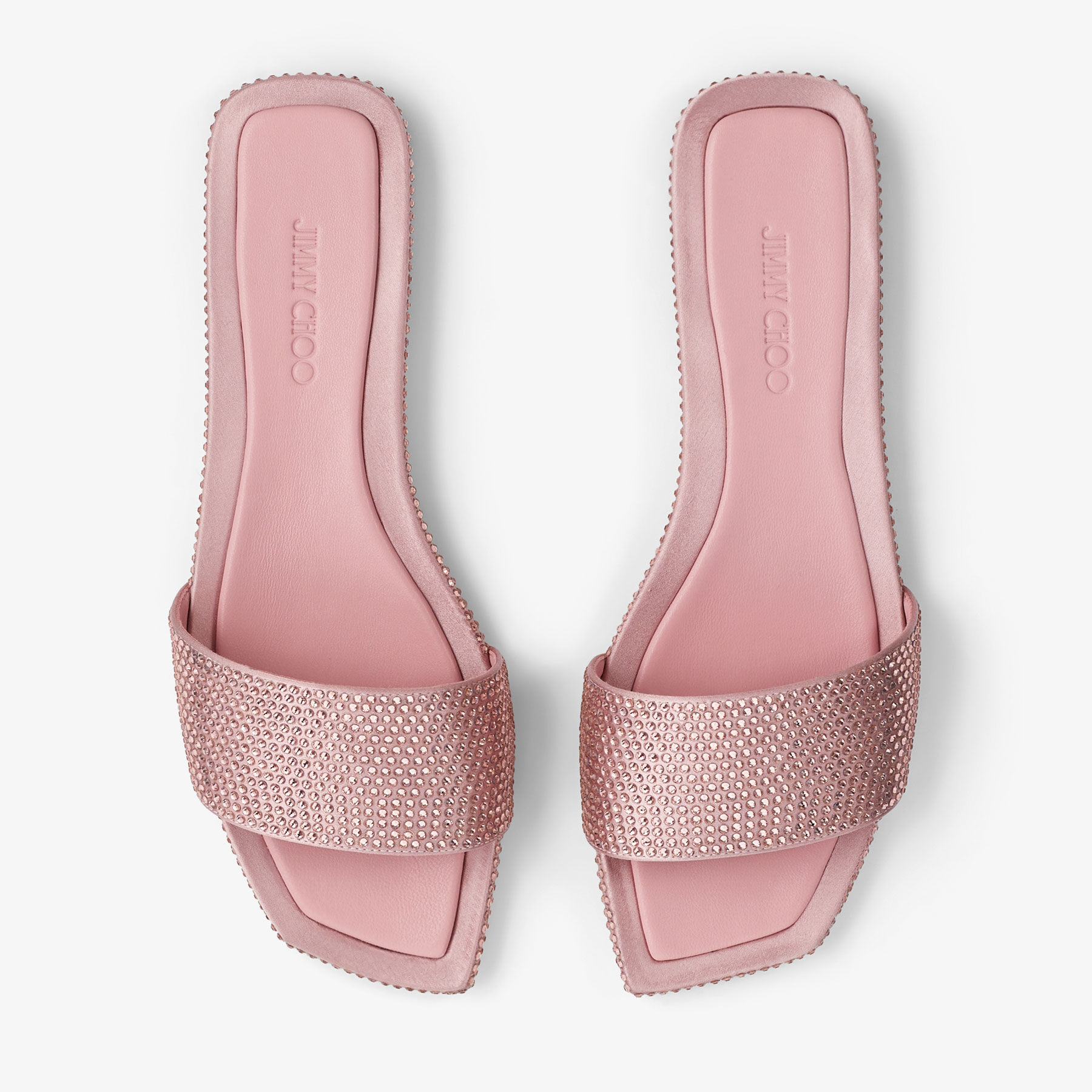 JIMMY CHOO Clovis Flat シマースエード フラット Clovis Flat|Rose Satin Crystal Flats| JIMMY CHOO