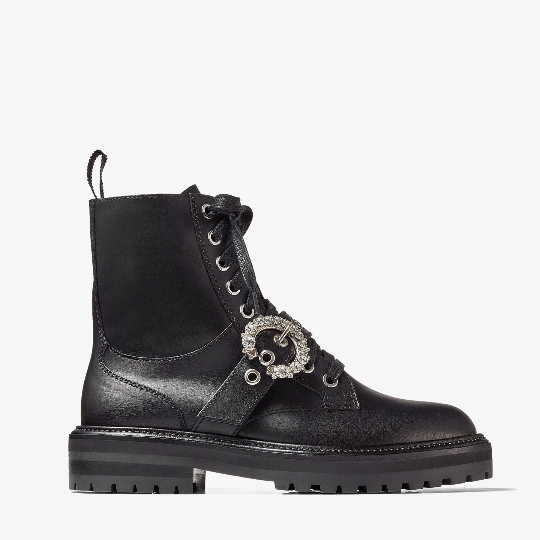 JIMMY CHOO の靴♪ ★ CORA FLAT ★ 【多色在庫】 Black JC Monogram Leather Combat Boots | CORA FLAT | High