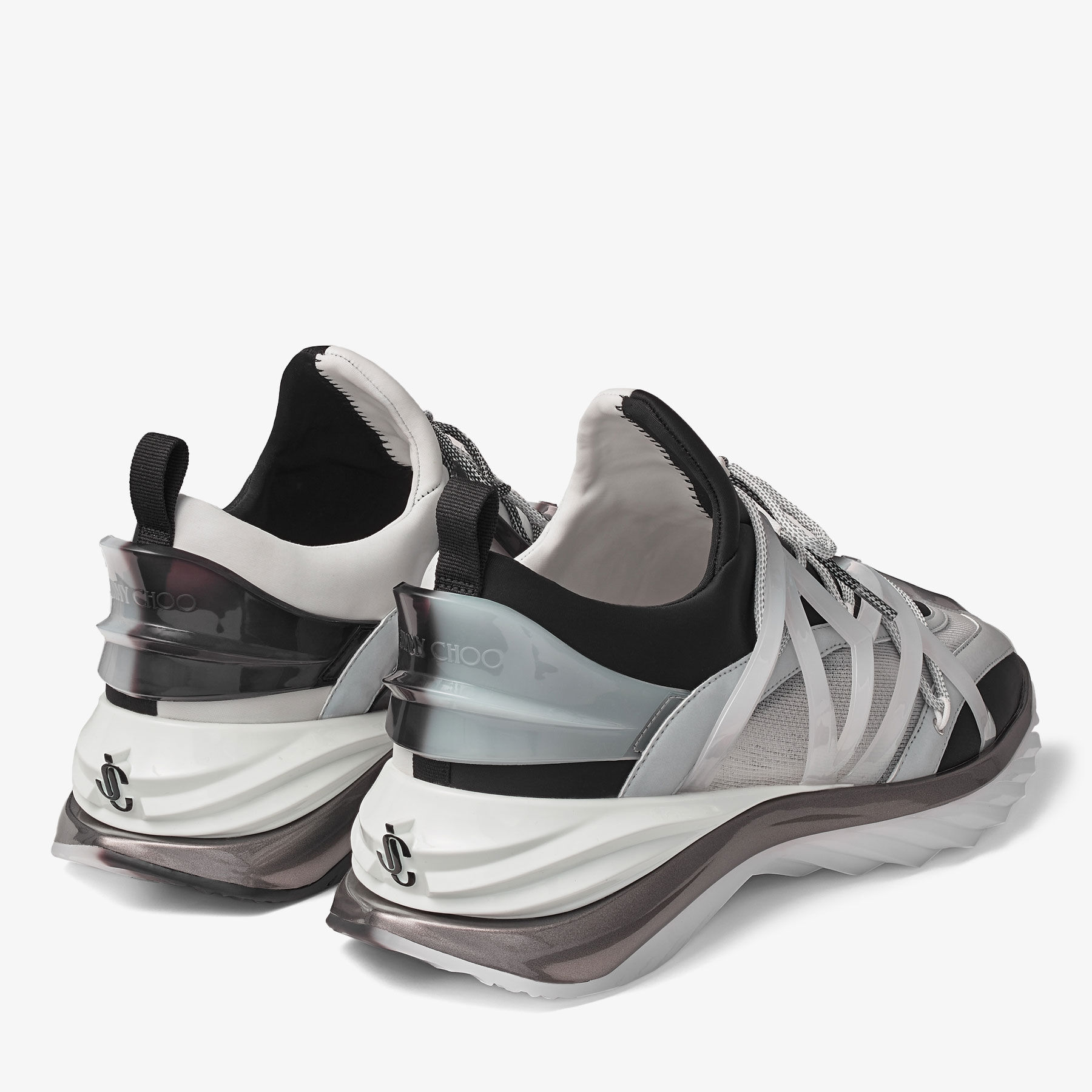 【送料&関税込】Jimmy Choo Low-top Sneakers cosmos/m COSMOS/M | Black and White Neoprene Low-Top Trainers