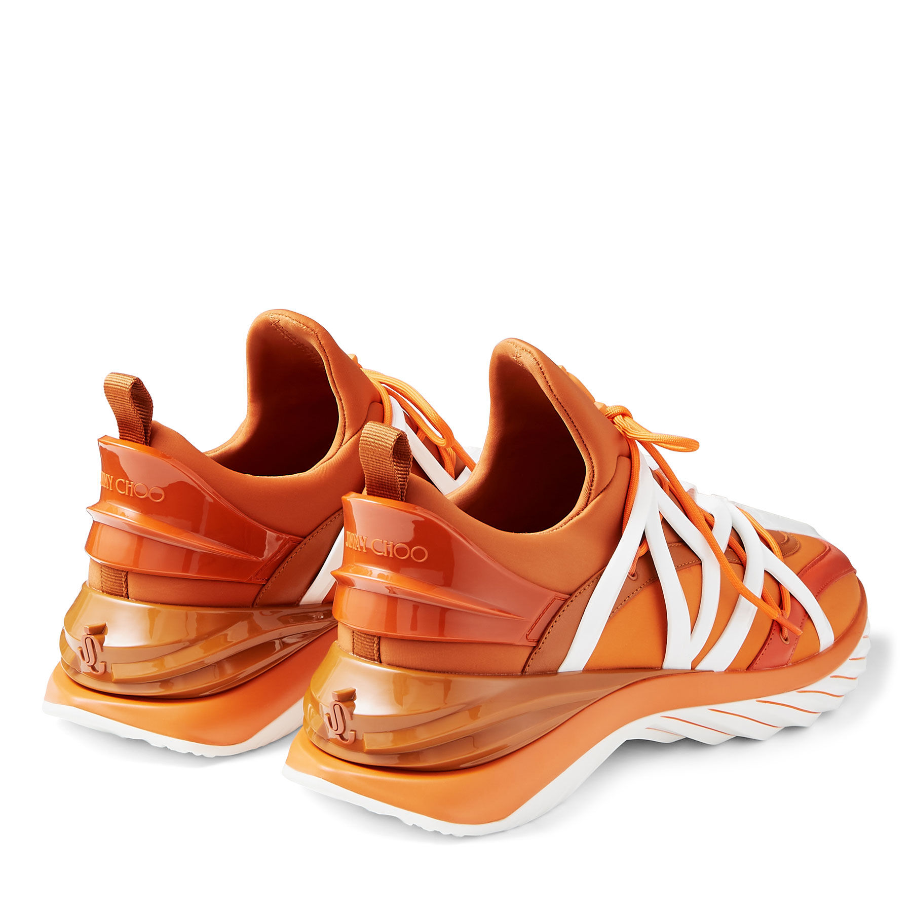 VipSale★Jimmy Choo COSMOS JC エンブレム スニーカー A.Orange Amber Orange Leather and Neoprene Low-Top Trainers | COSMOS