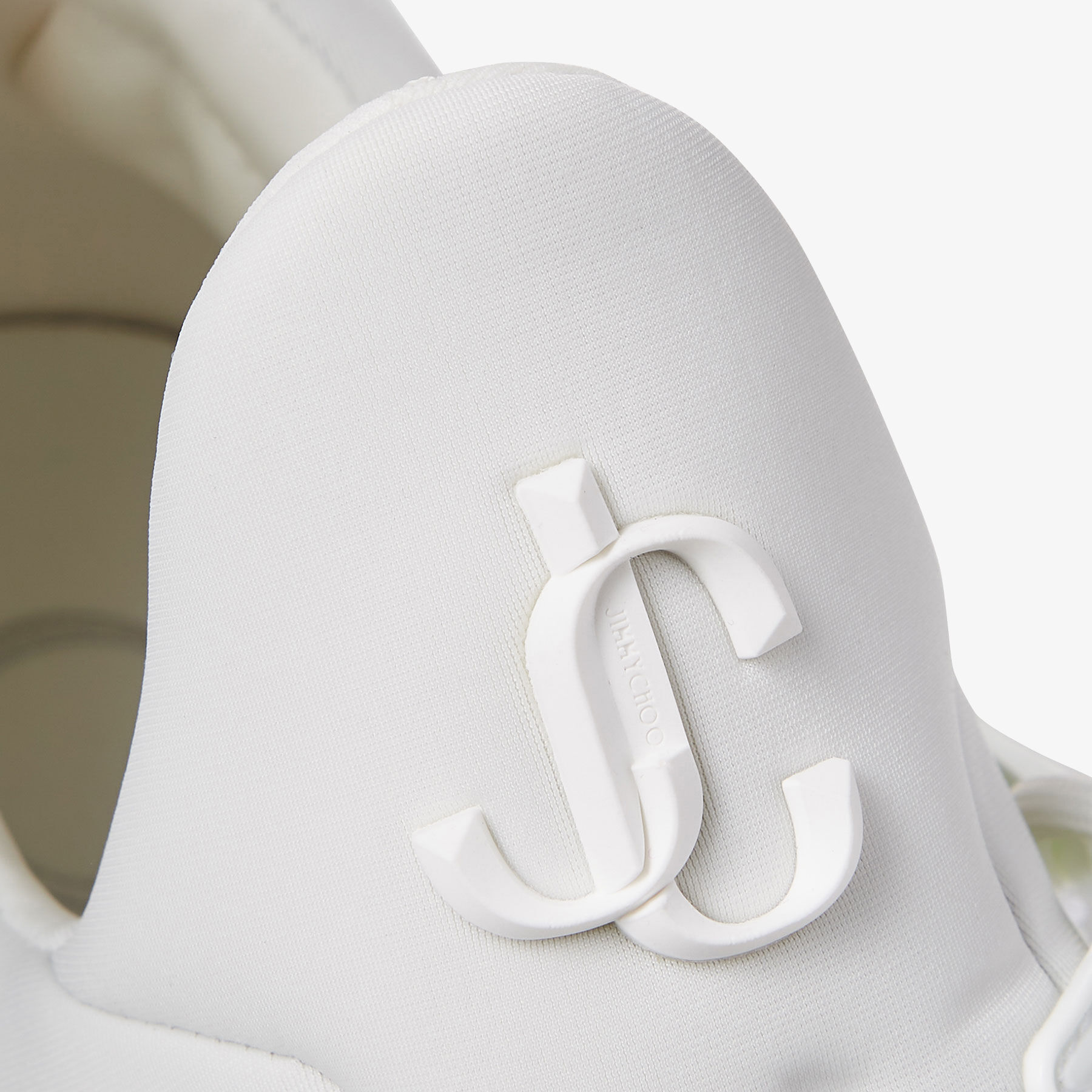 White and Silver Leather and Neoprene Low-Top Trainers