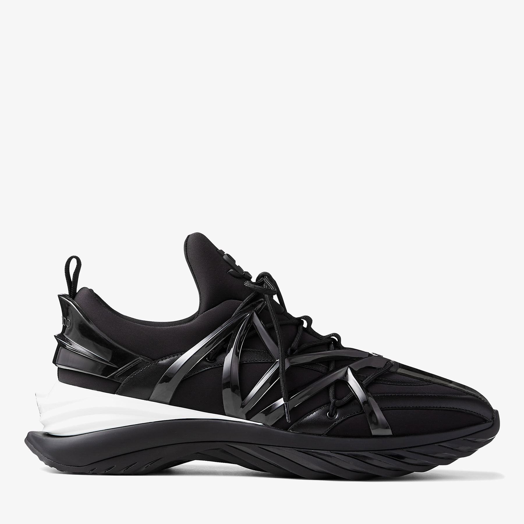 Black Leather and Neoprene Low-Top Trainers | COSMOS/M