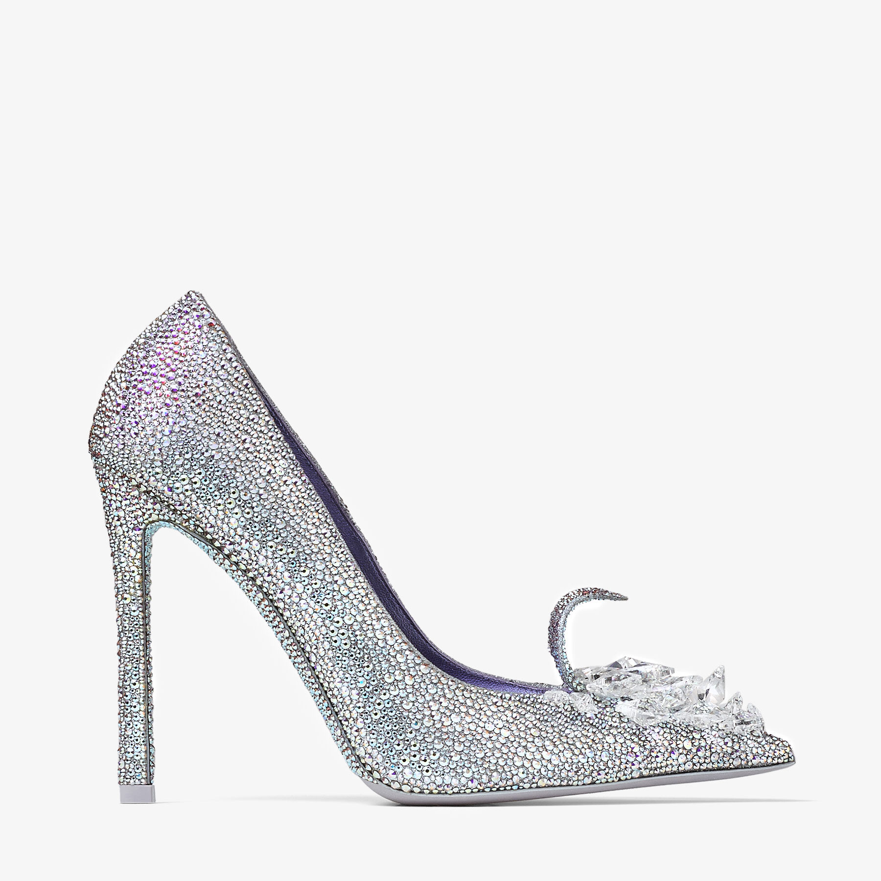 【24SS NEW】Jimmy Choo_woman/ AMOS ヒール サンダル 110 Crystal Slipper 110 | Iridescent Crystal Pointed-Toe Pumps