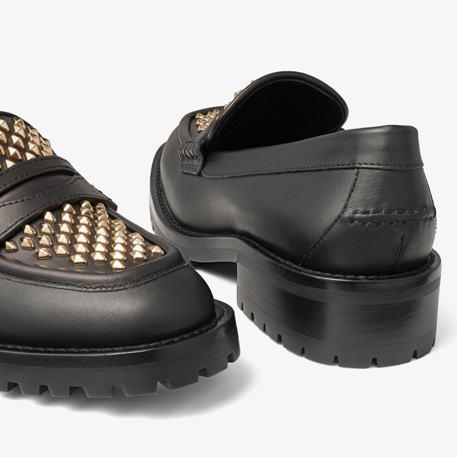 Jimmy Choo＊Deanna 30 スタッズ レザーローファー＊送料込 DEANNA 30 | Black Leather Loafers with Studs | Autumn