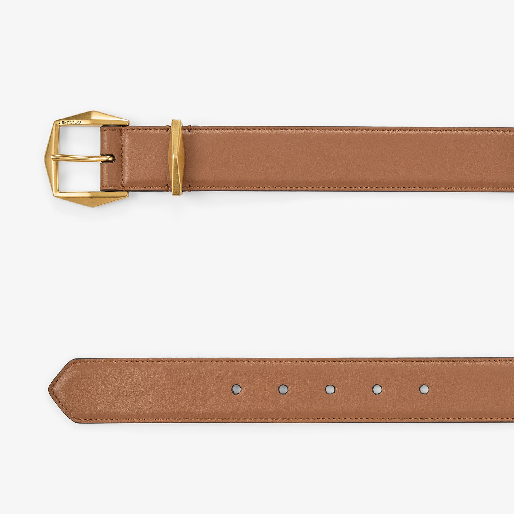 JIMMY CHOO ★ Diamond Buckle Belt ★ タン レザー ベルト Diamond | Tan Leather Diamond Belt | JIMMY CHOO