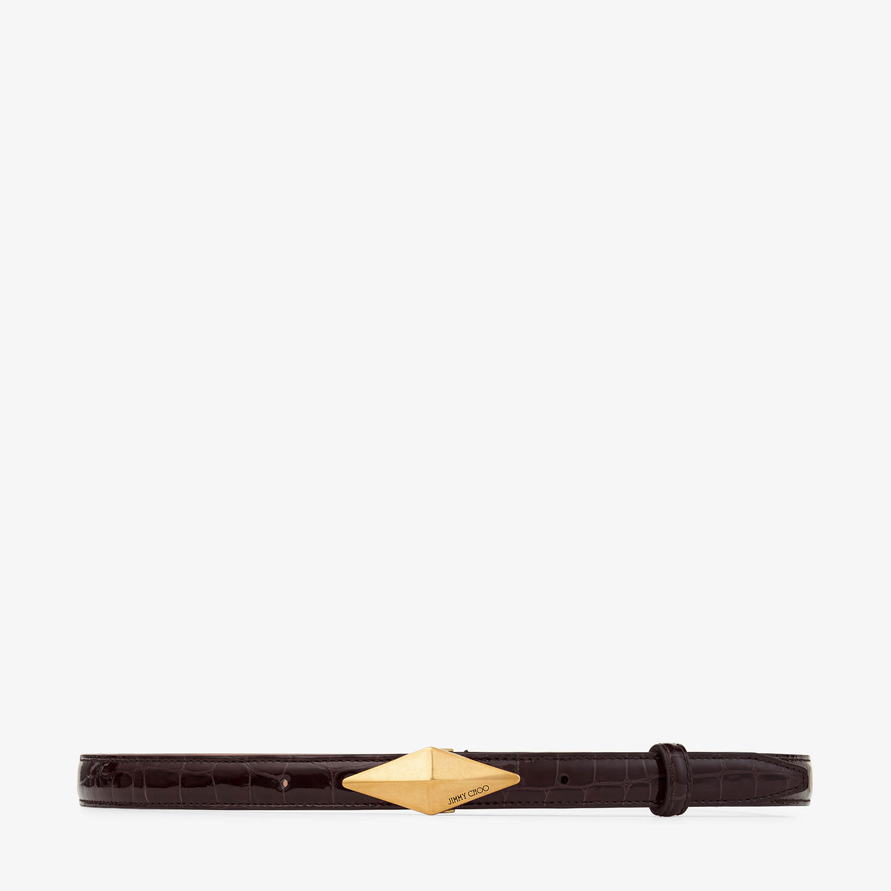 Jimmy Choo Mock Croc Aubergine Belt NIB Cinch Medium | Sambuco Croc Embossed Leather Bag | JIMMY CHOO main image 2