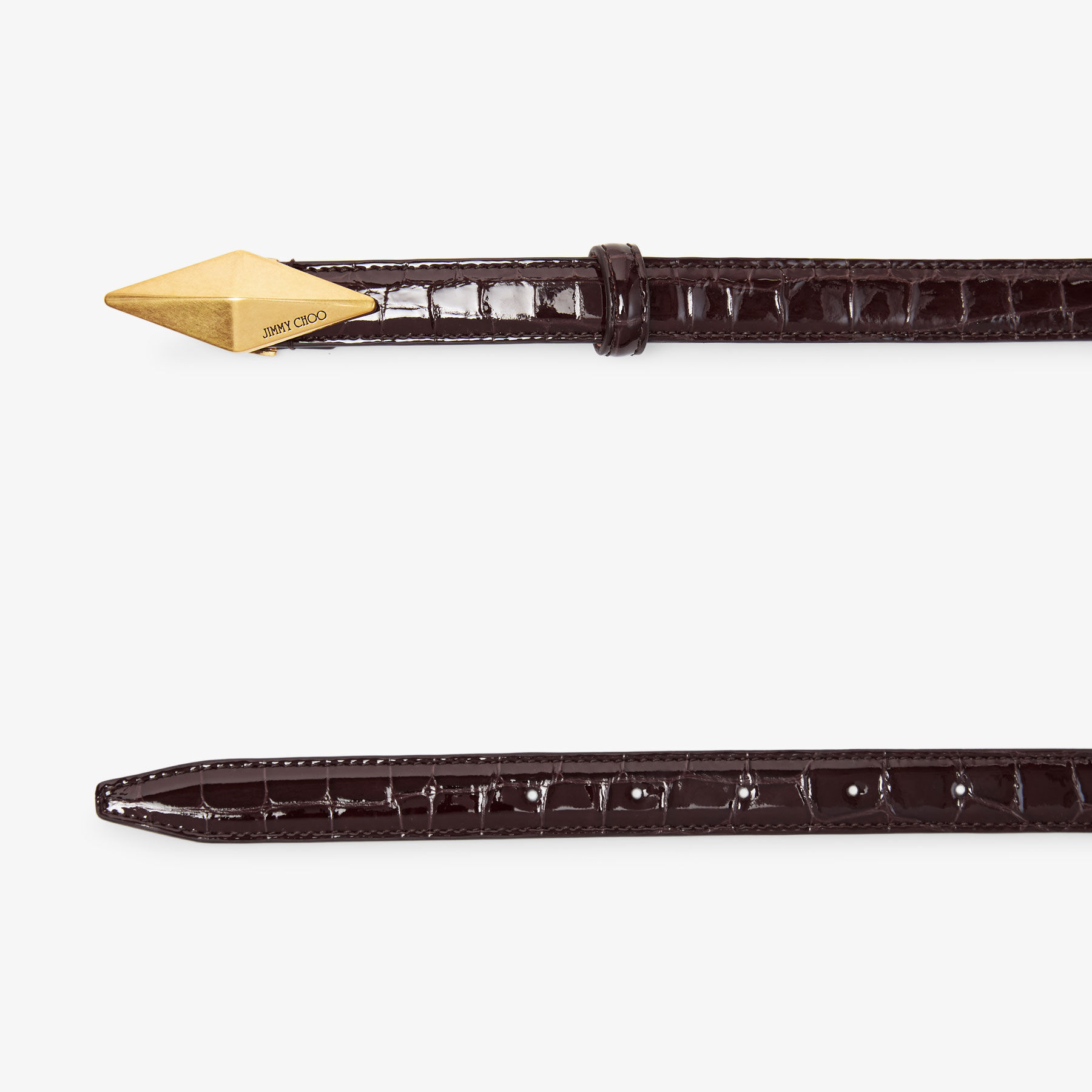 Diamond Clasp Belt | Sambuco Shiny Croc Embossed Leather  display picture 1