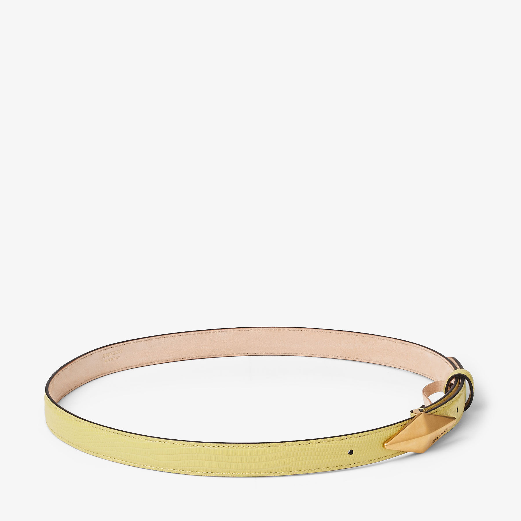 ベルト JIMMY CHOO Diamond Clasp Belt Sunbleached Yellow Lizard Diamond Clasp Belt|Yellow Lizard Print Belt| JIMMY CHOO AU