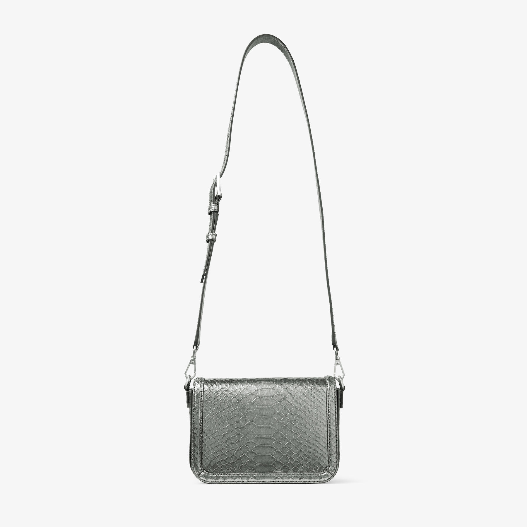 Diamond | Silver Metallic Snake Printed Leather Crossbody
