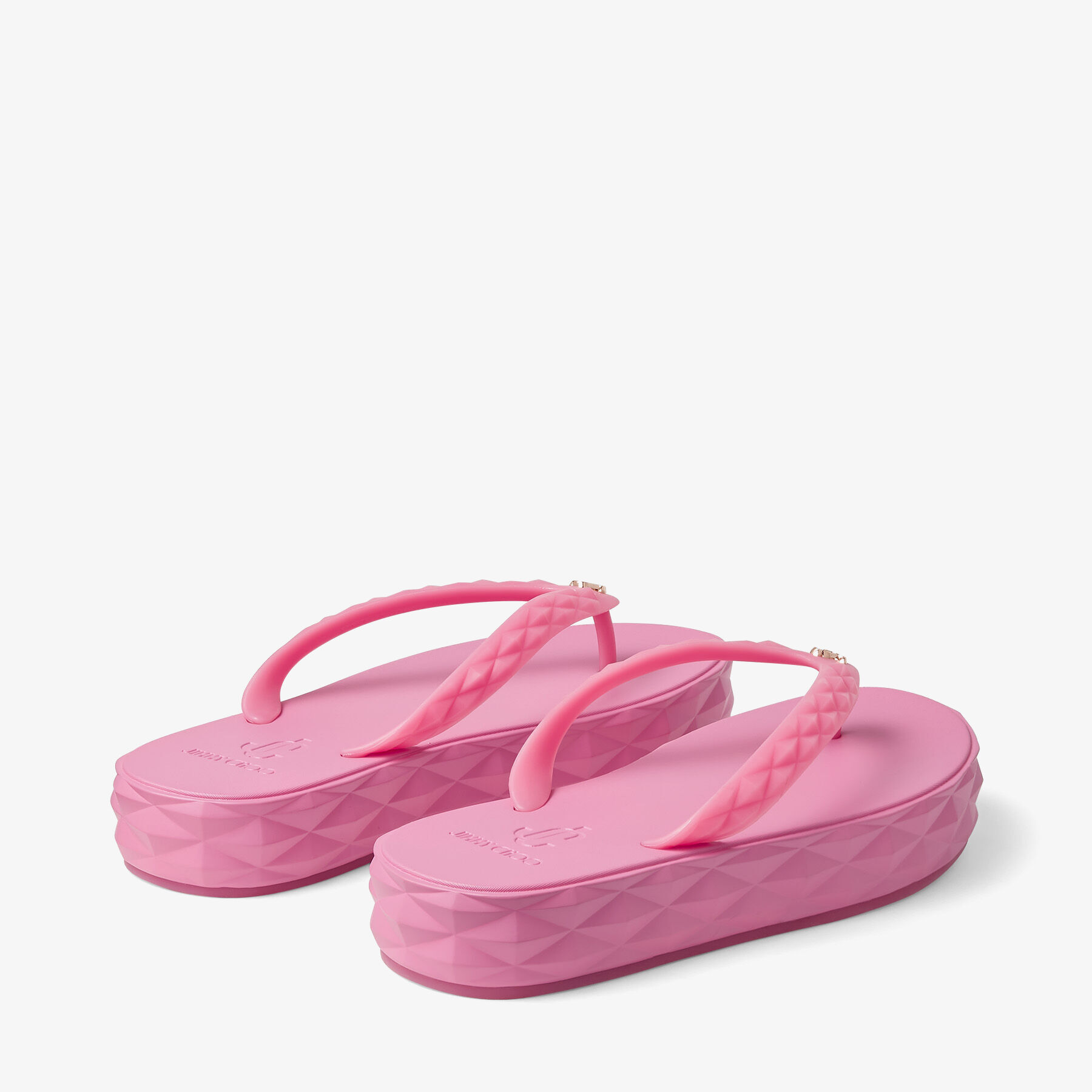 Candy Pink Rubber Flip-Flops | DIAMOND FLIP FLOP | Summer 2022 collection |  JIMMY CHOO AU