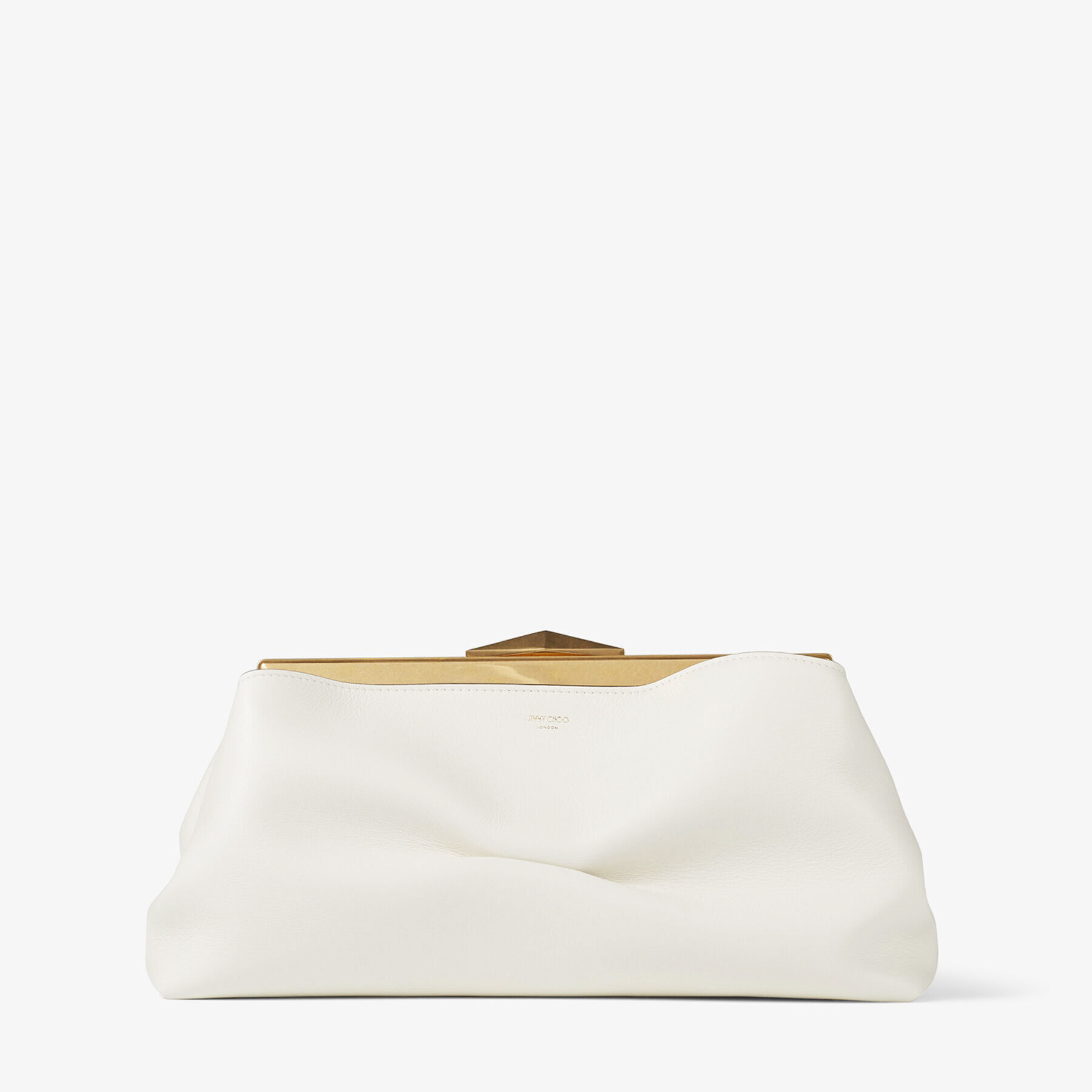 DIAMOND FRAME CLUTCH | Latte Soft Calf Leather Clutch Bag