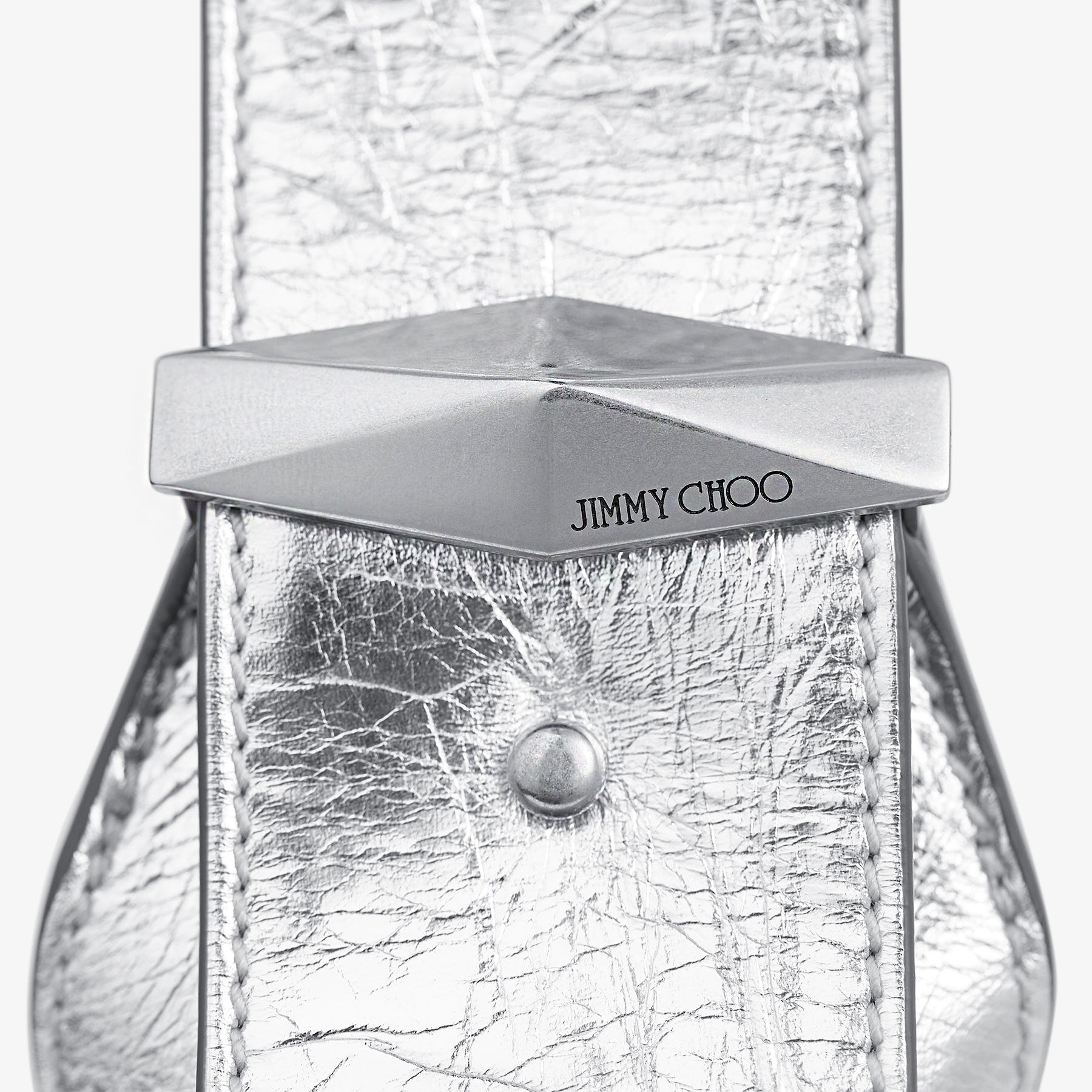 JIMMY CHOO☆ ダイヤモンド ホーボー S シルバー Diamond Hobo/S | Silver Vintage Metallic Leather Shoulder