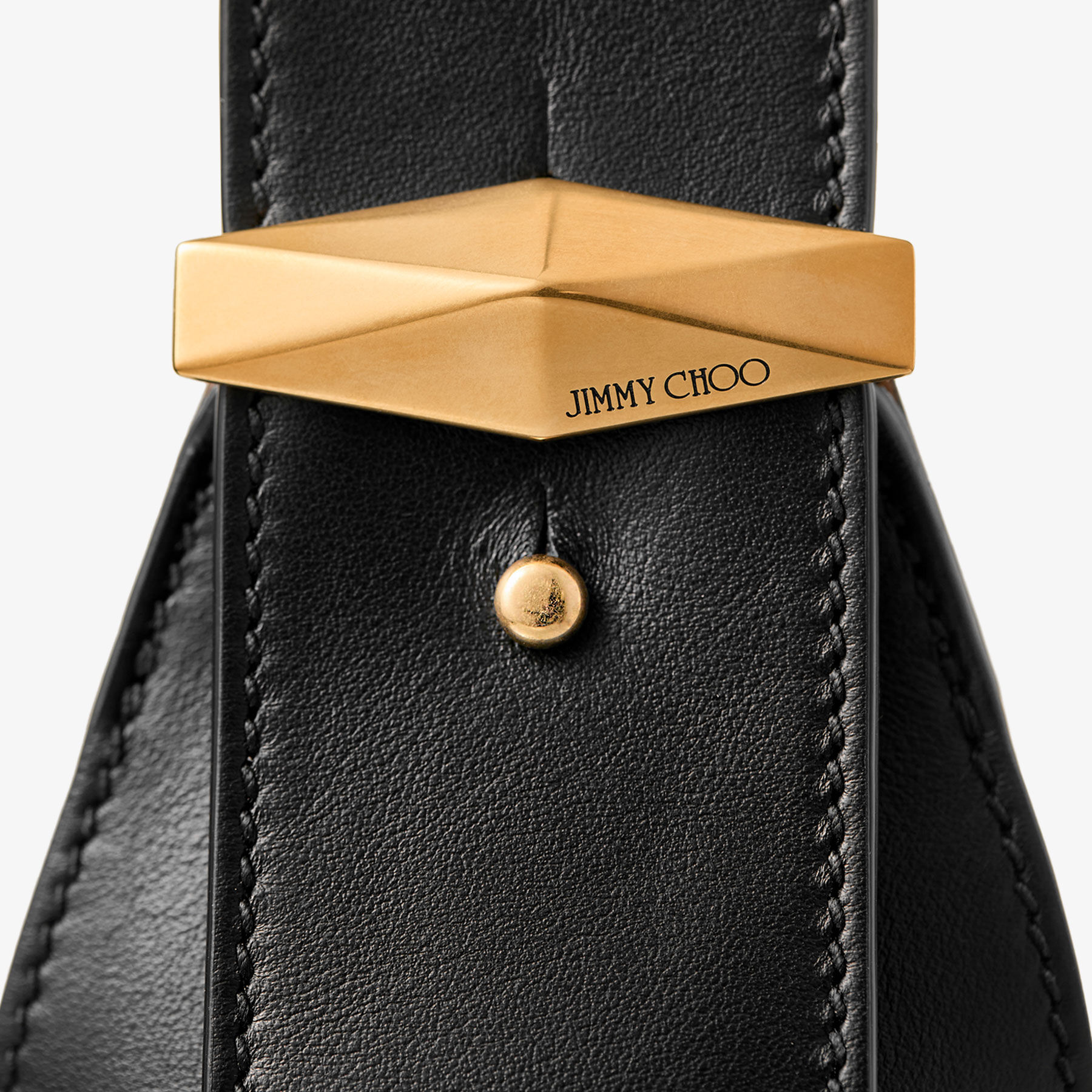 【未使用級】JIMMY CHOO Diamond Hobo/s Black Diamond Hobo/S | Black Leather Shoulder Bag | JIMMY CHOO AU