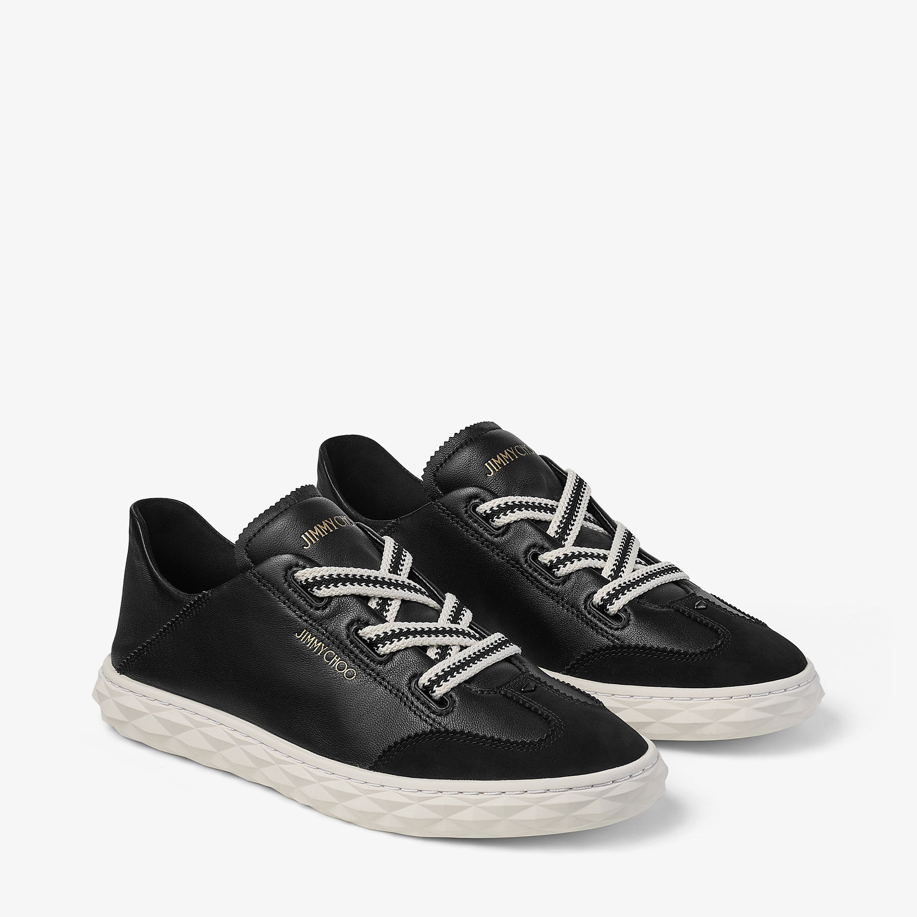 JIMMY CHOO DIAMOND LIGHT FLEX スニーカー ブラック 黒 レザー Diamond Light Flex F | Black Leather Trainers | JIMMY CHOO