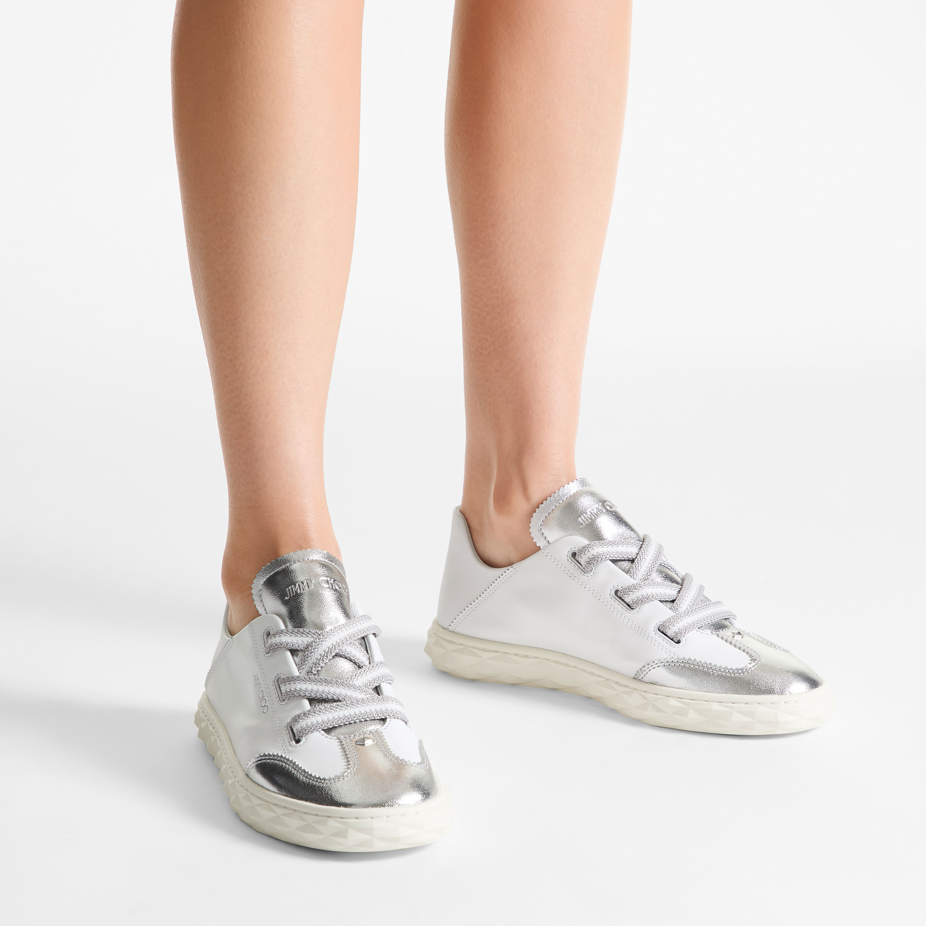 Diamond Light Flex F | Silver Metallic Nappa Leather Trainers